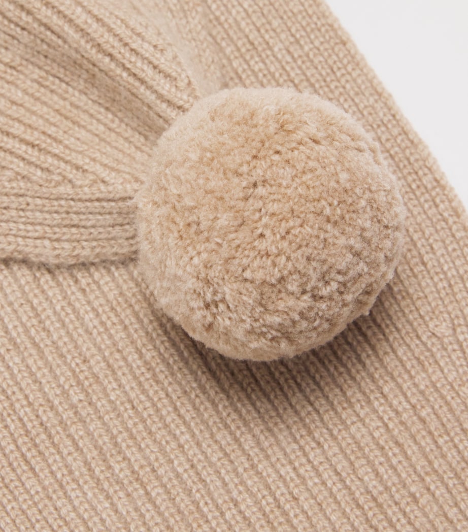 Cashmere Pom-Pom Scarf OATMEAL Image 2