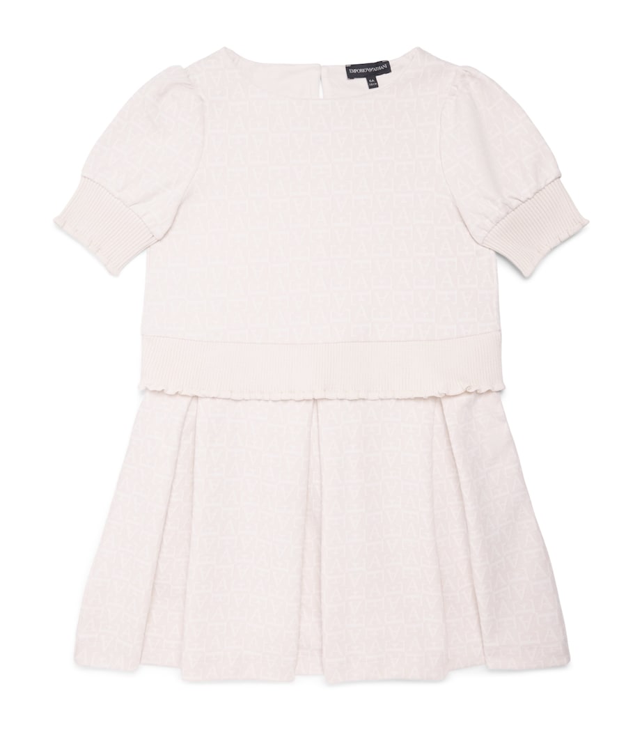 Emporio Armani Kids Monogram Jacquard Dress (4-14 Years) White Sand Image 1