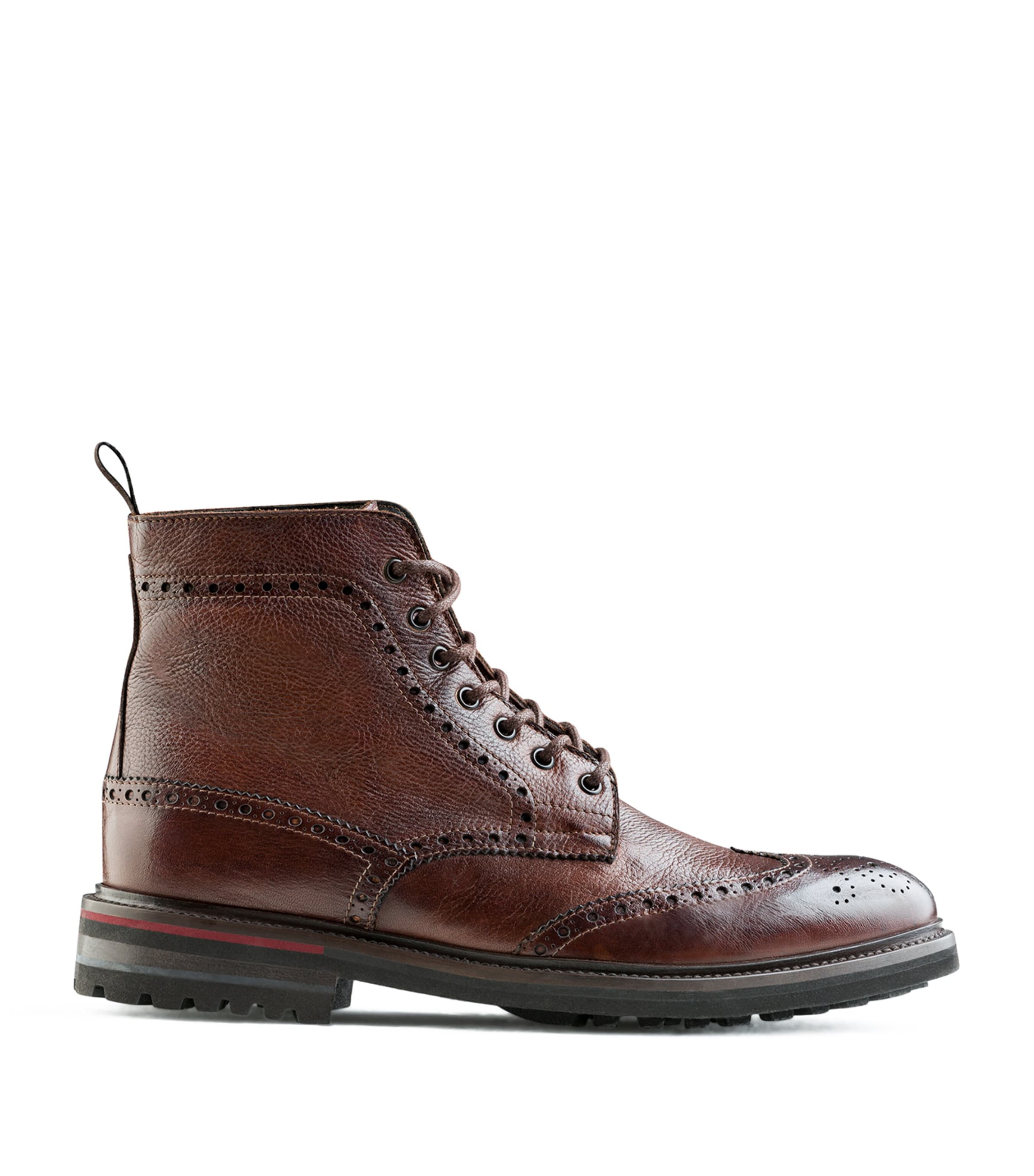 Shop Isaia Leather Ankle Boots In Brown