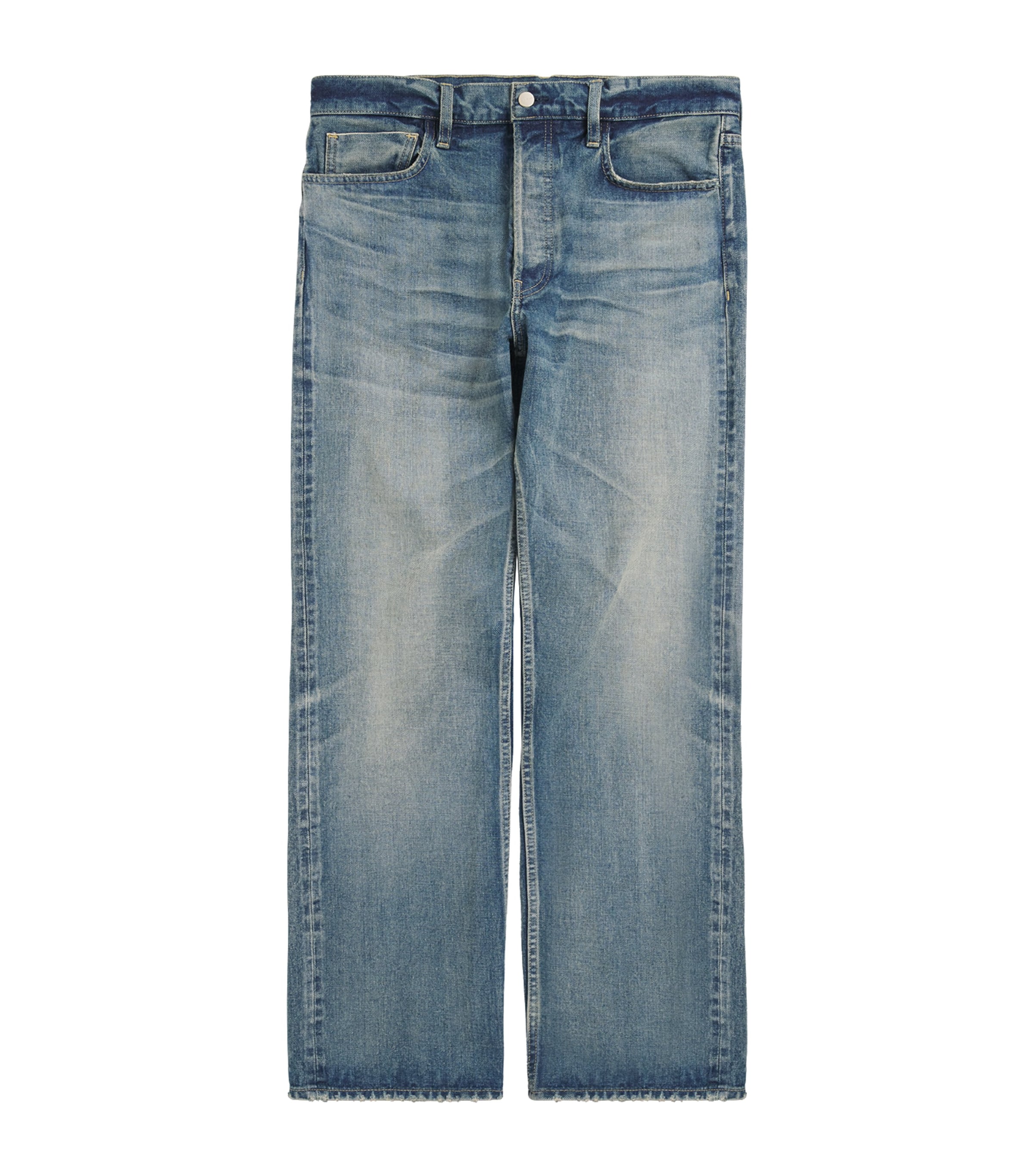 Fear Of God Mens Faded Straight Jeans Vintage Indigo Image 1