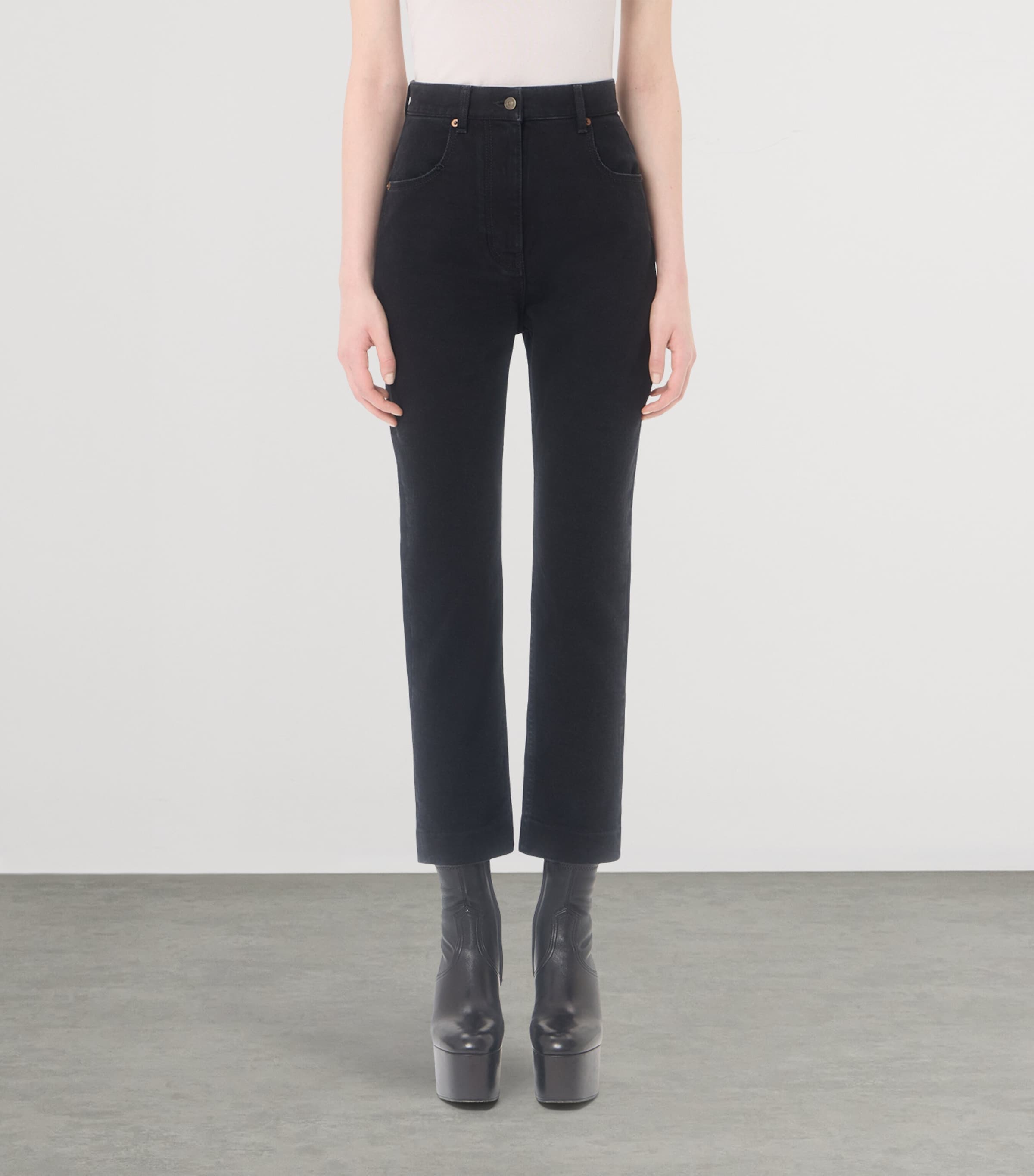 Valentino Womens Stretch-Denim Cropped Straight Jeans Image 3