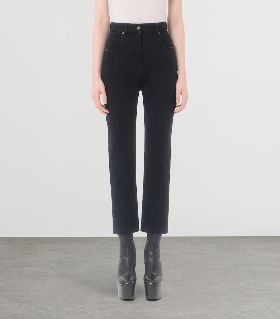 Valentino Womens Stretch-Denim Cropped Straight Jeans Image 3
