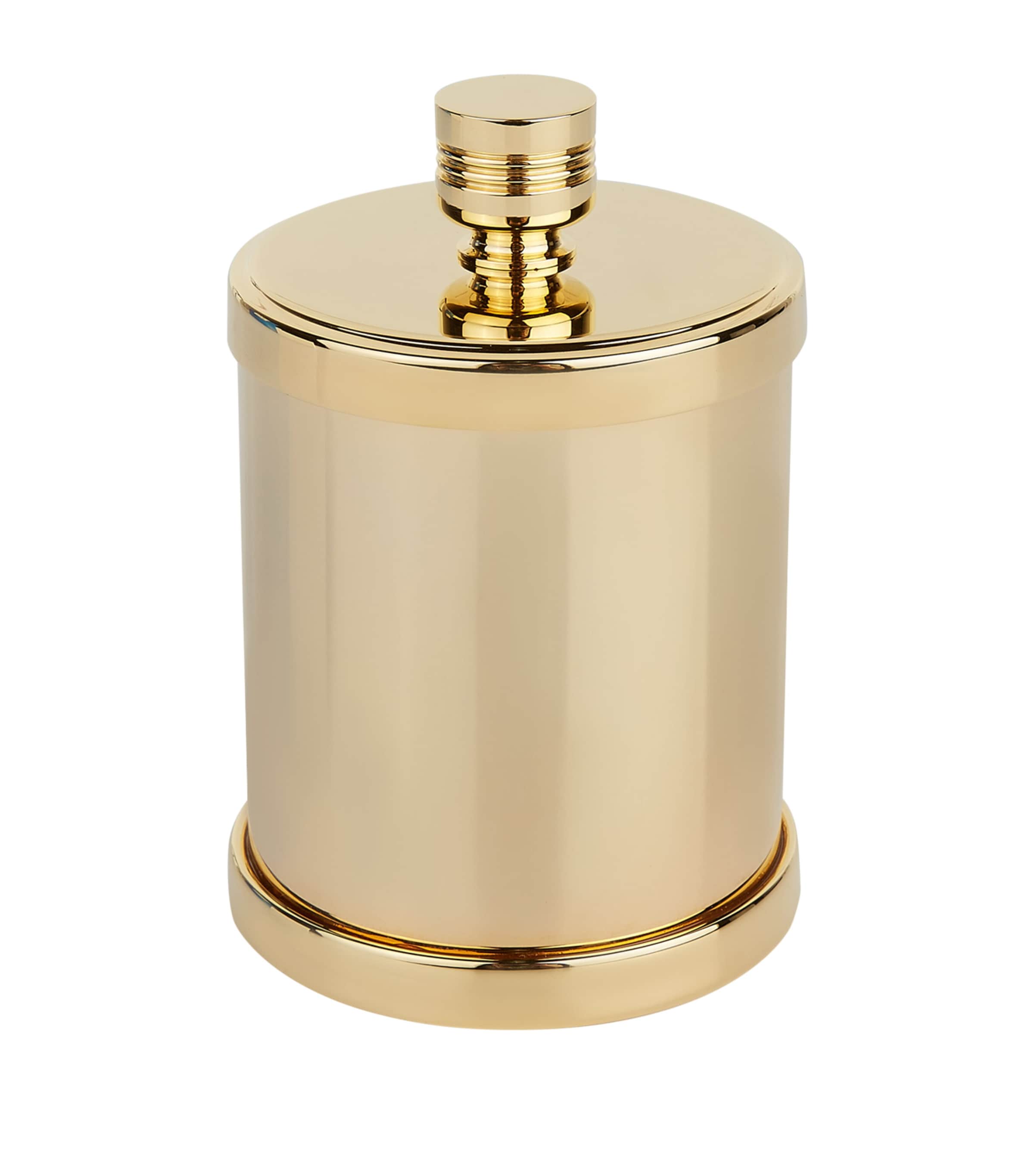 Zodiac Cylinder Gold-plated Cotton Bud Jar In Gold