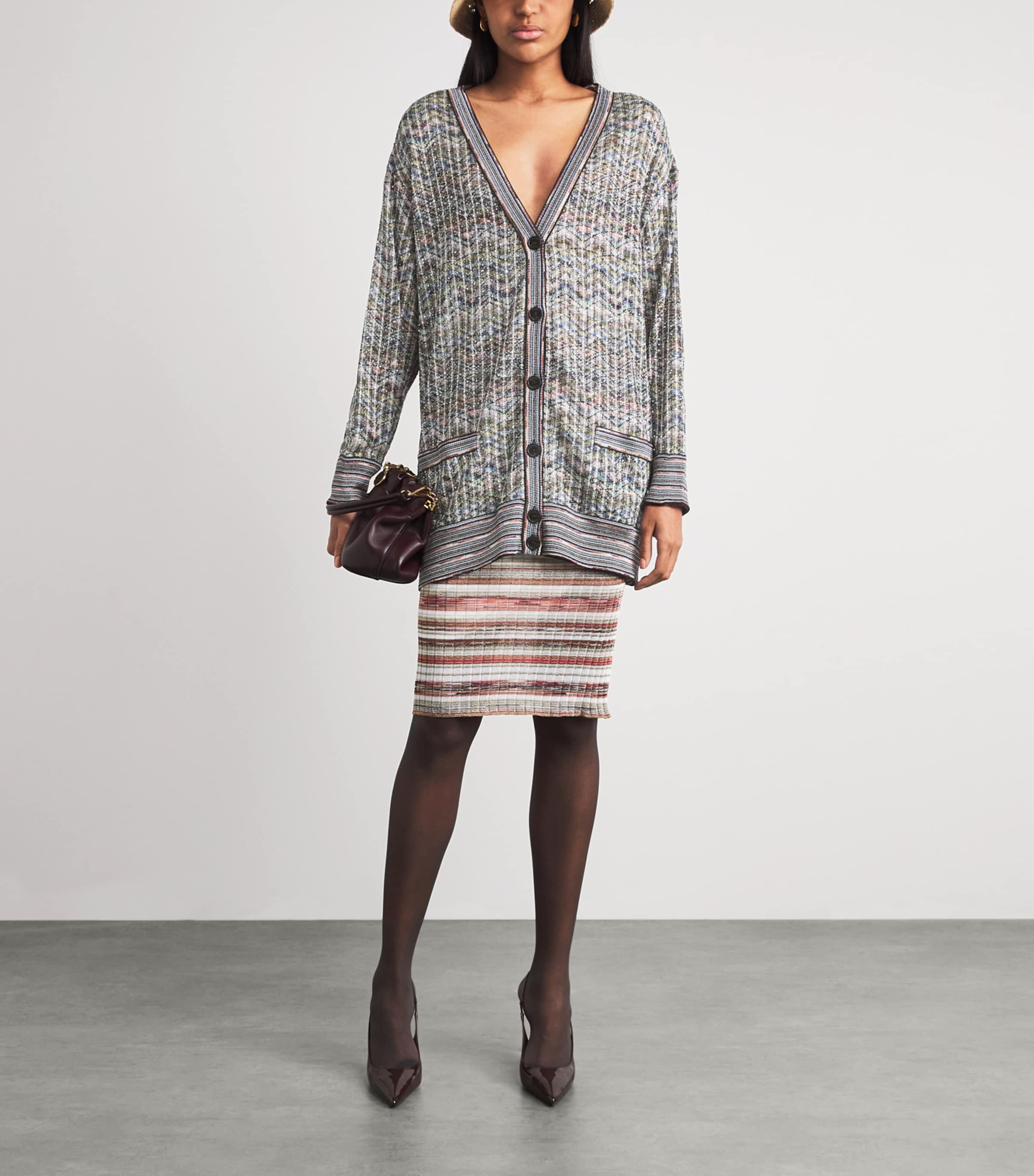 Missoni Womens Zigzag Sequinned Cardigan Smspw Light Multiclr Image 2