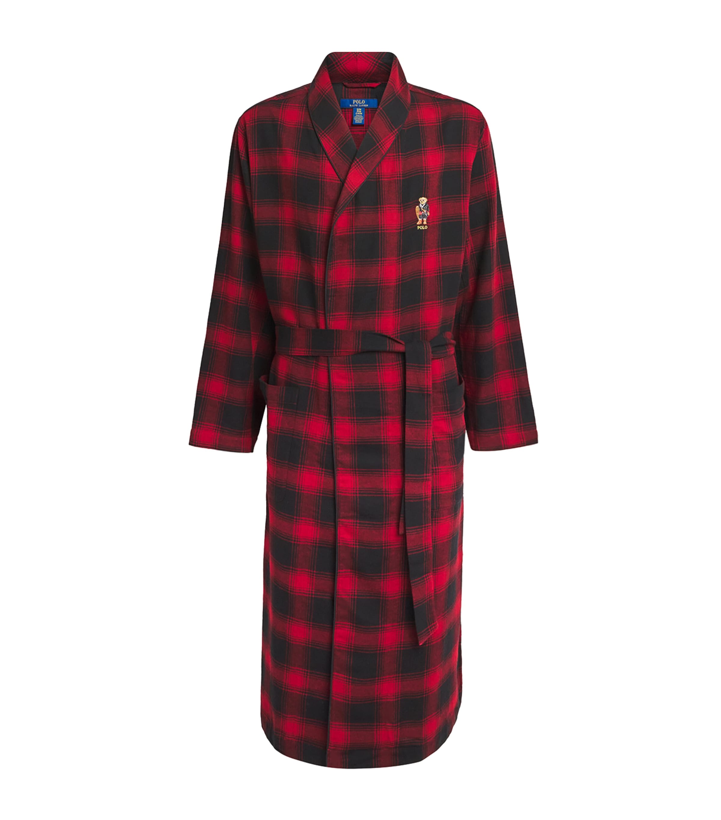 Polo Ralph Lauren Polo Bear Flannel Robe In Multi