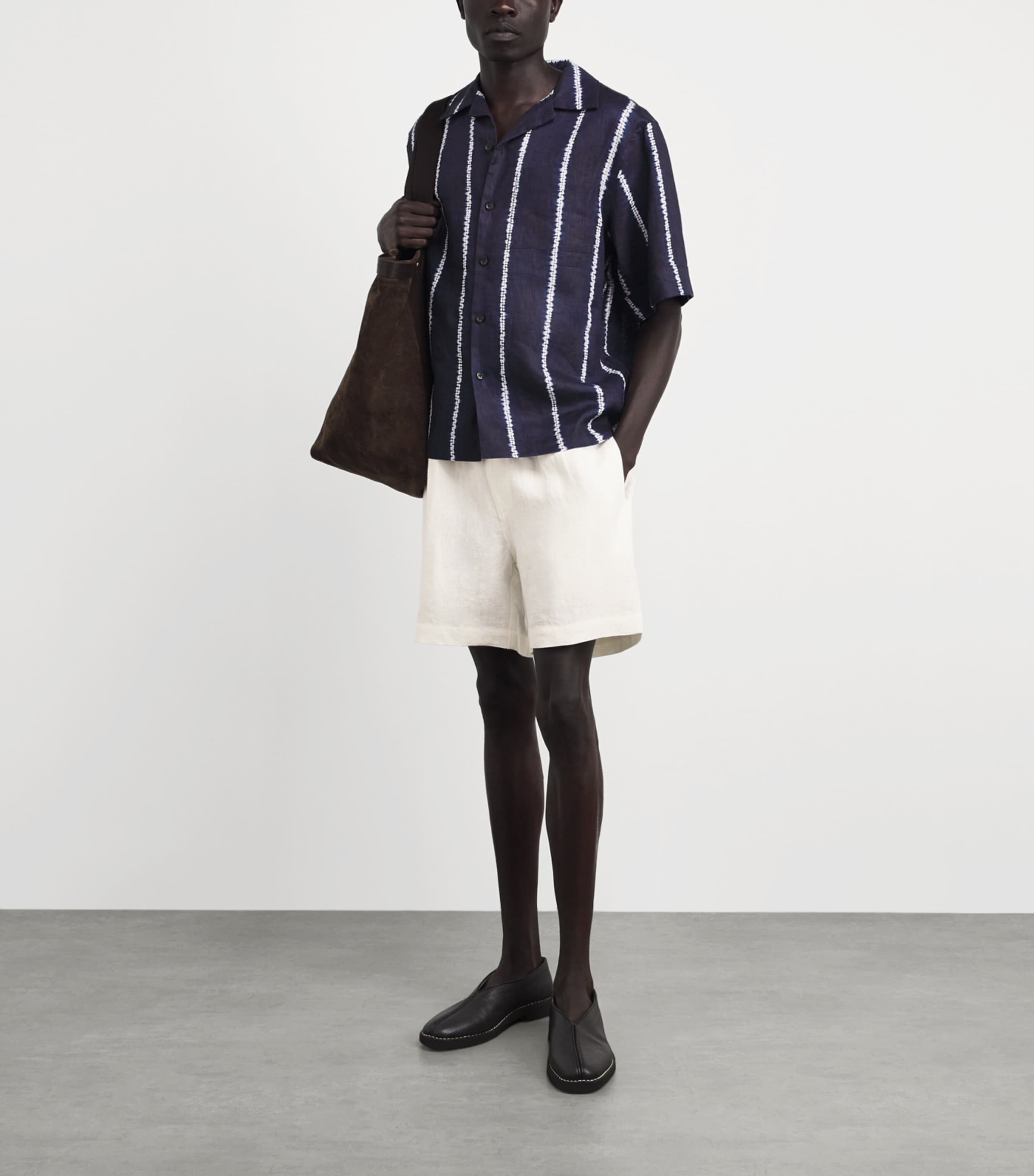 COMMAS Mens Linen Drawstring Shorts White Image 2