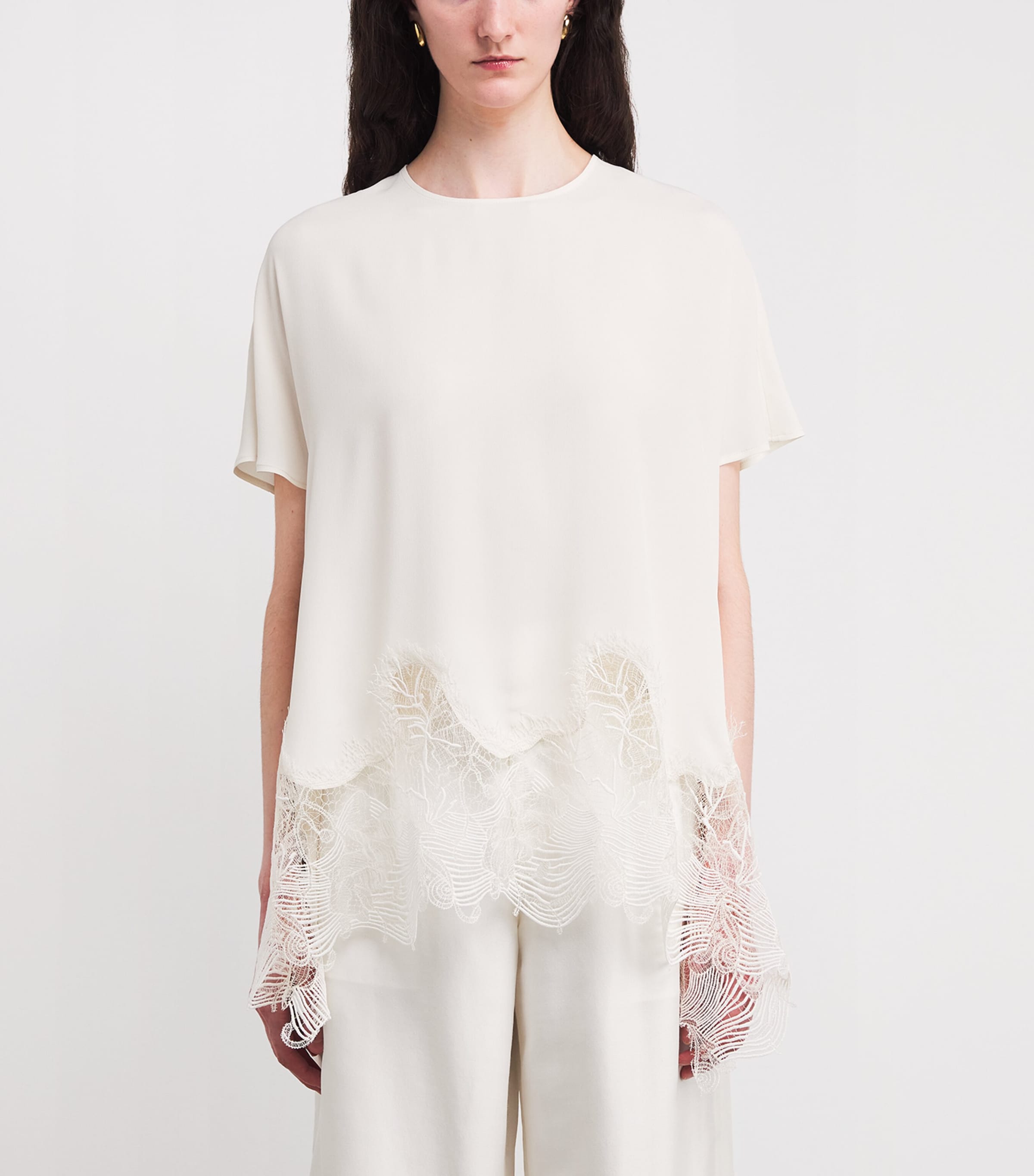 Lace-Trim T-Shirt 0145 BURRO Image 3