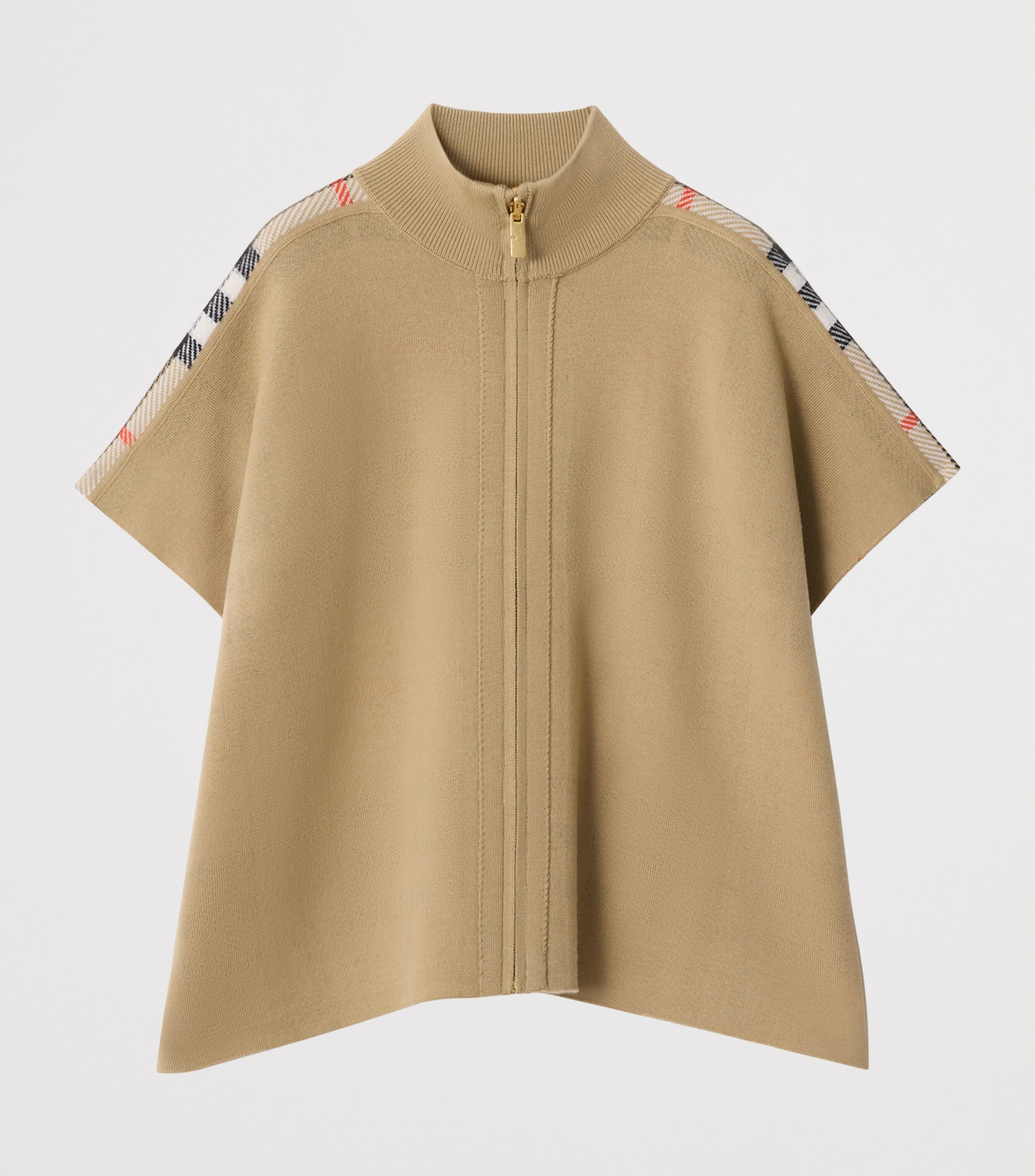 Wool-Blend Reversible Cape SAND IP CHECK Image 3