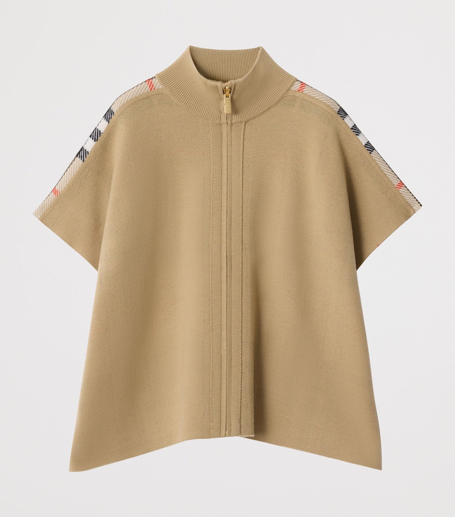 Wool-Blend Reversible Cape SAND IP CHECK Image 3