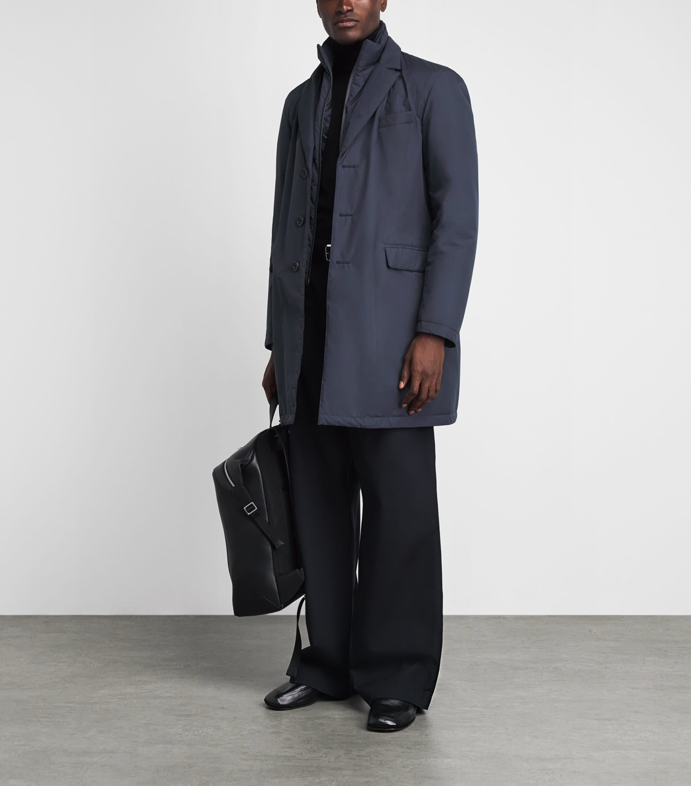 Herno Mens Waterproof 2-Layer Overcoat Blu Navy Image 2