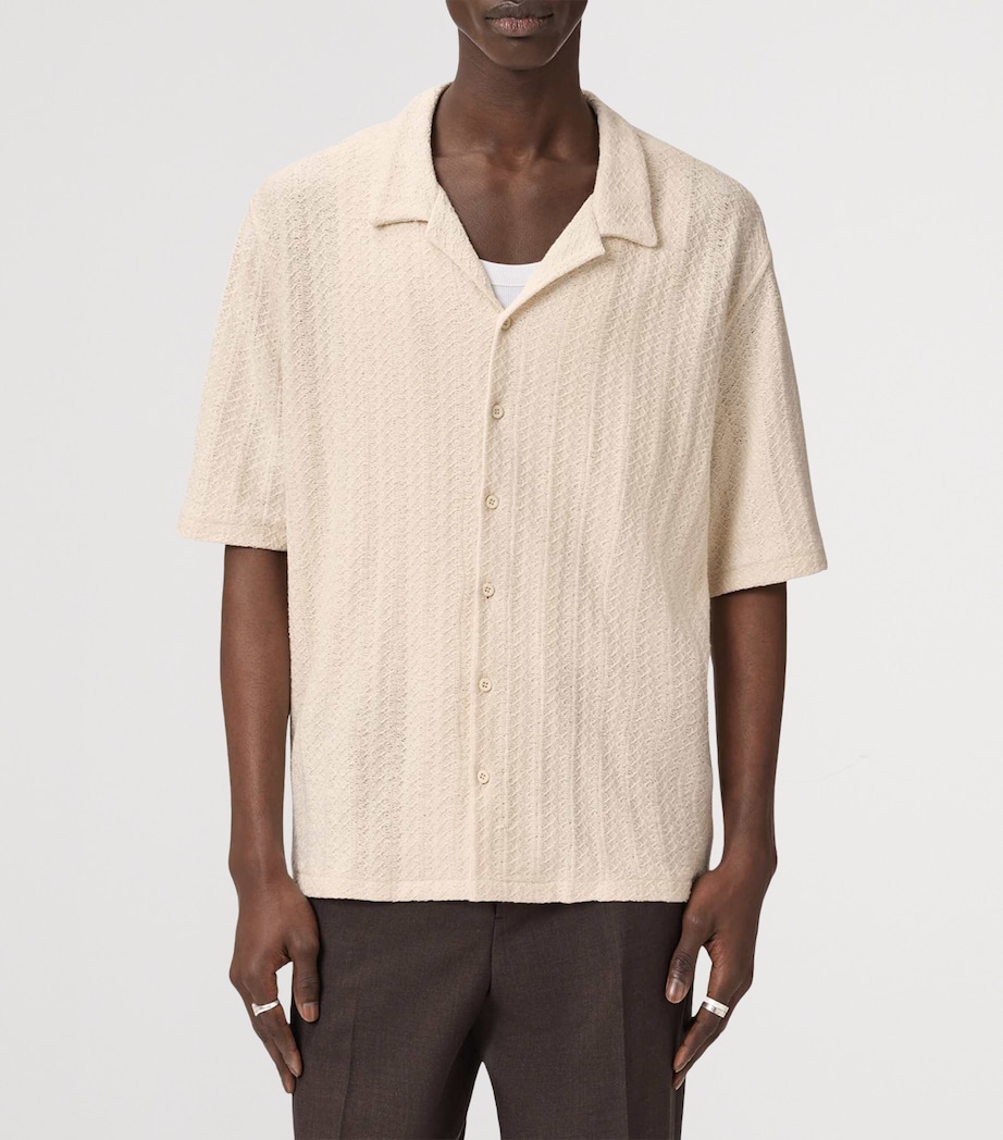 AllSaints Mens Knitted Trace Shirt Cottage White Image 6