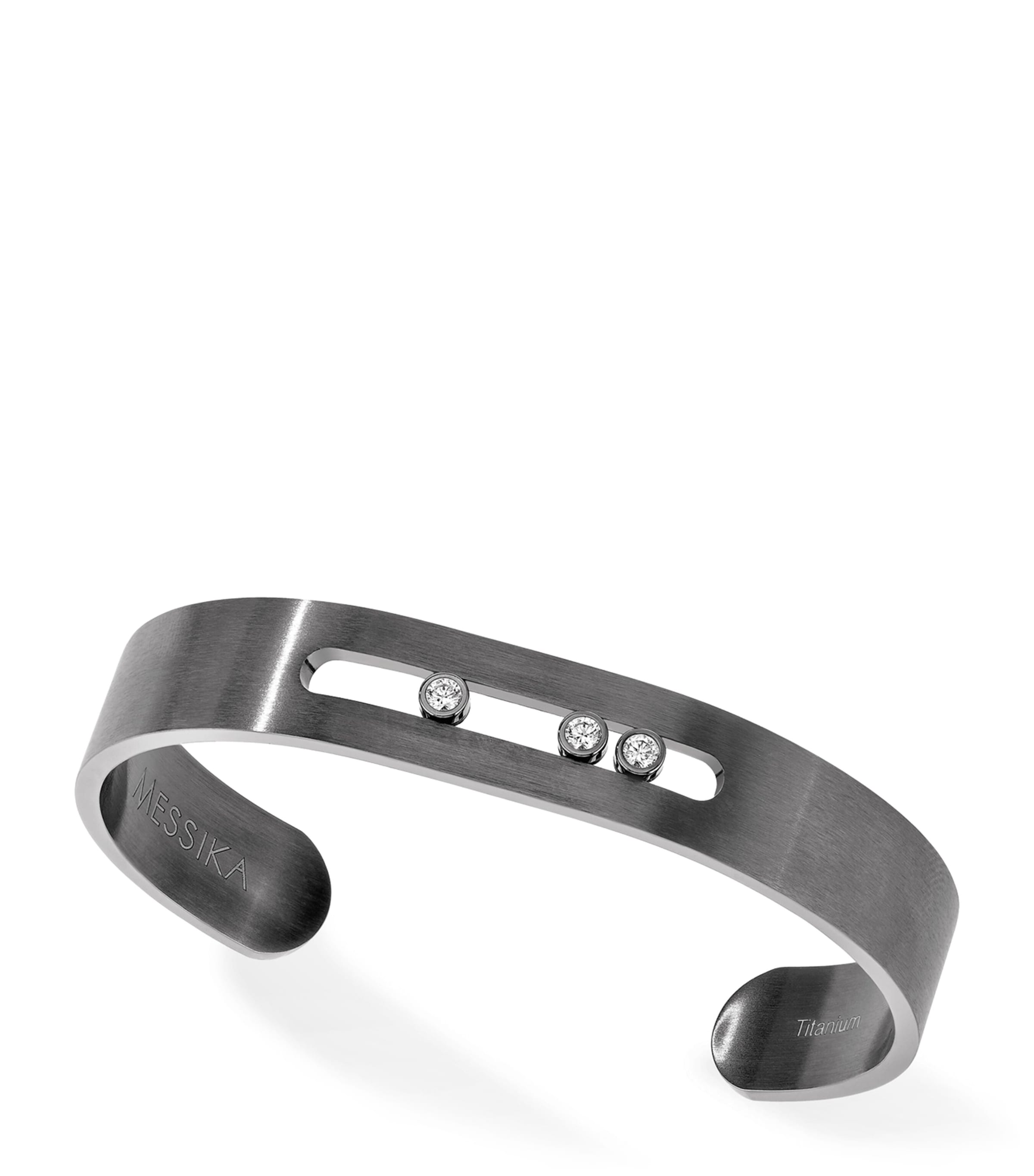 Messika Move Titanium and Diamond Cuff Bracelet Titanium Grey Image 1