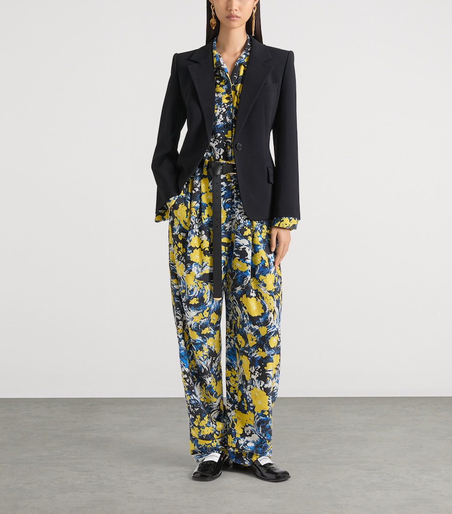Viscose Floral Print Trousers BLUE/YELLOW Image 2