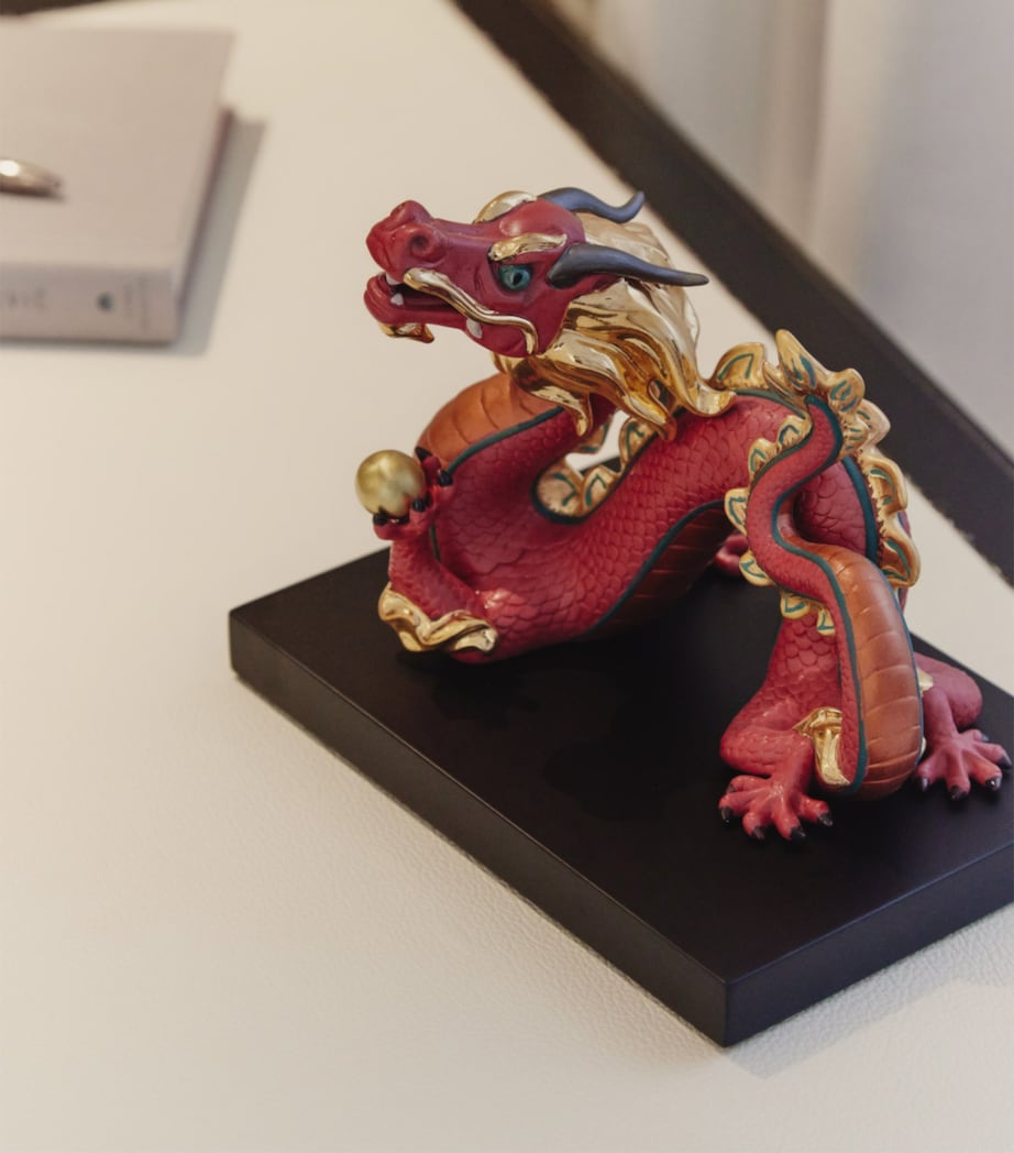 Lladró Porcelain Dragon Sculpture Red & Gold Image 2
