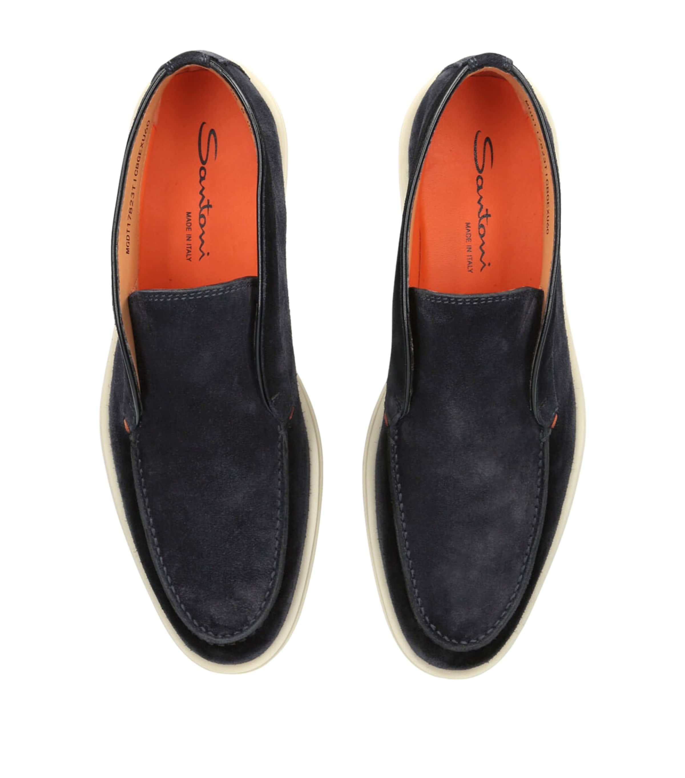 Santoni Suede Detroit High-Top Loafers Navy Image 4