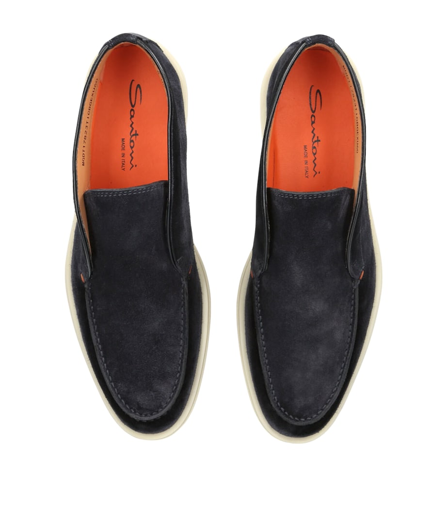 Santoni Suede Detroit High-Top Loafers Navy Image 4