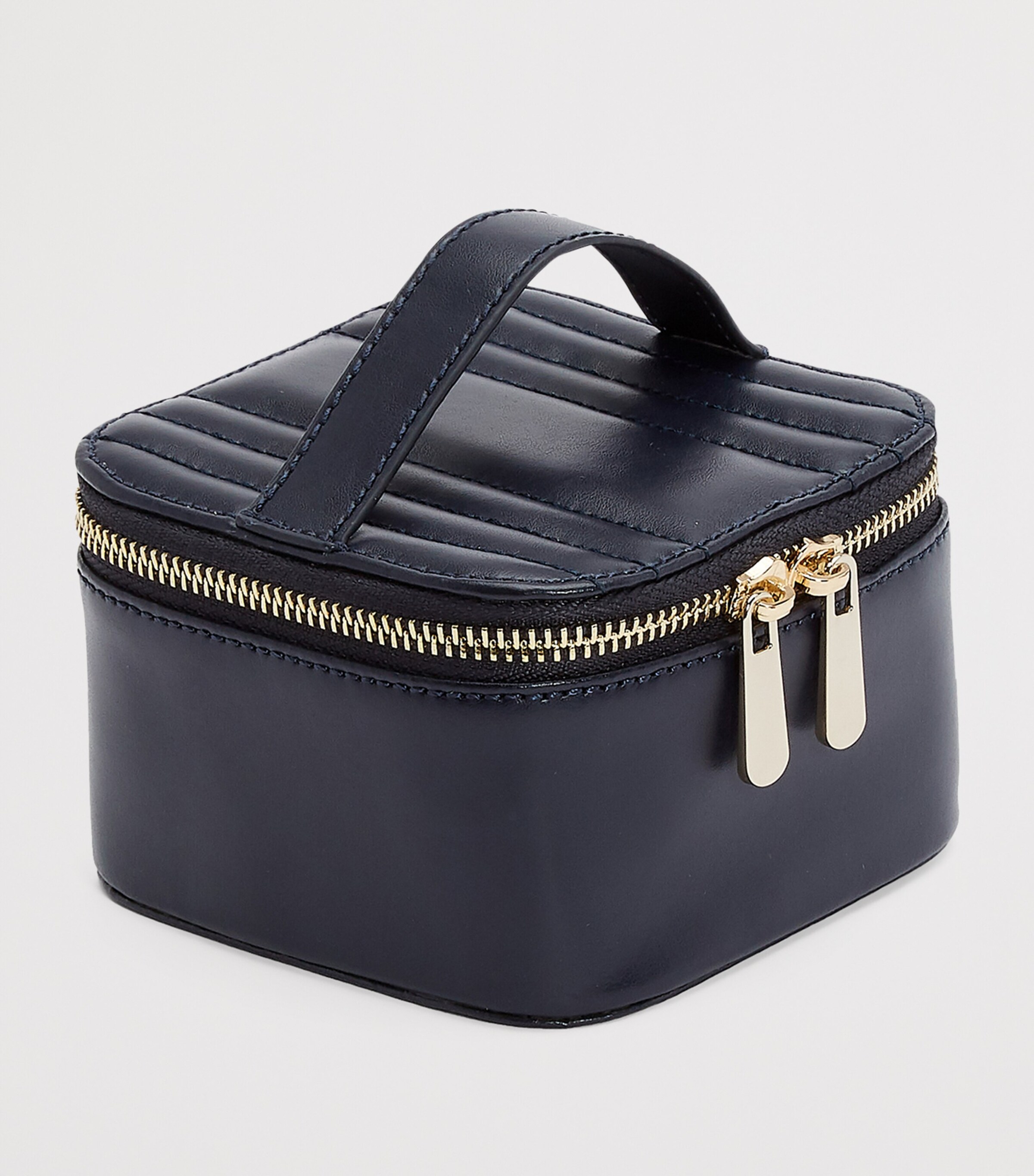 WOLF Vegan Leather Maria Cube Jewellery Case Navy Image 2