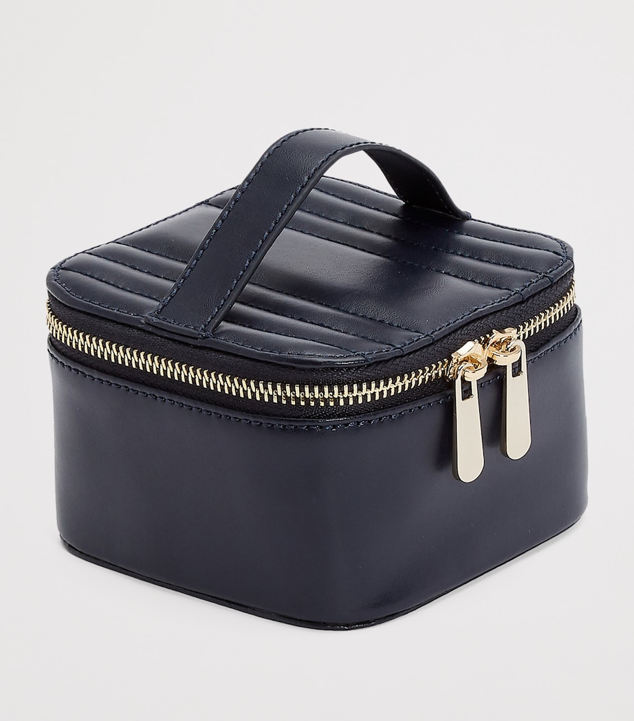 Vegan Leather Maria Cube Jewellery Case NAVY Image 2