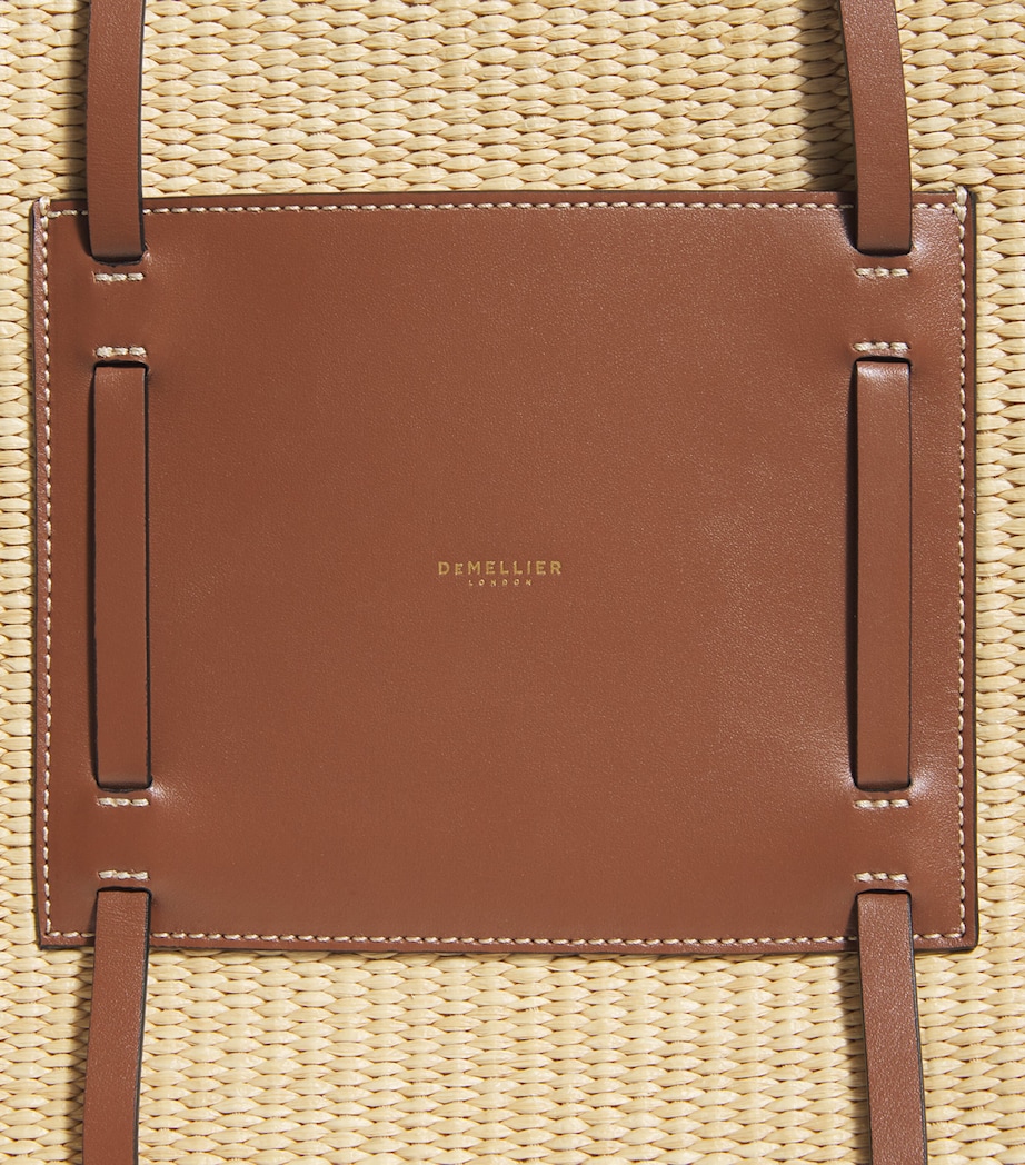 Raffia-Leather Capri Tote Bag WRM/TN W/ECRU STCHNG Image 6
