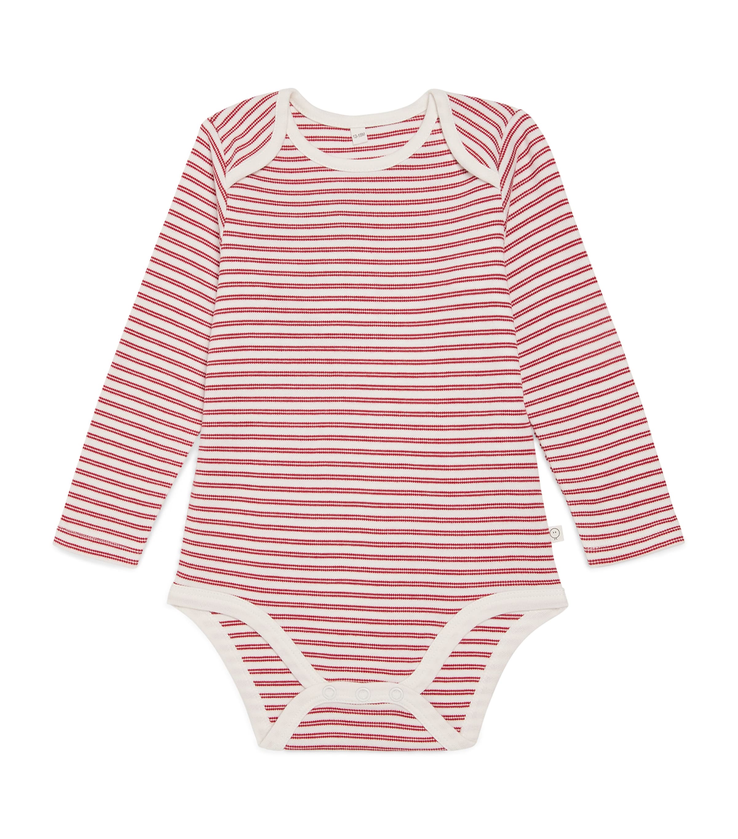 Mori Bamboo-blend Stripe Bodysuit In Red