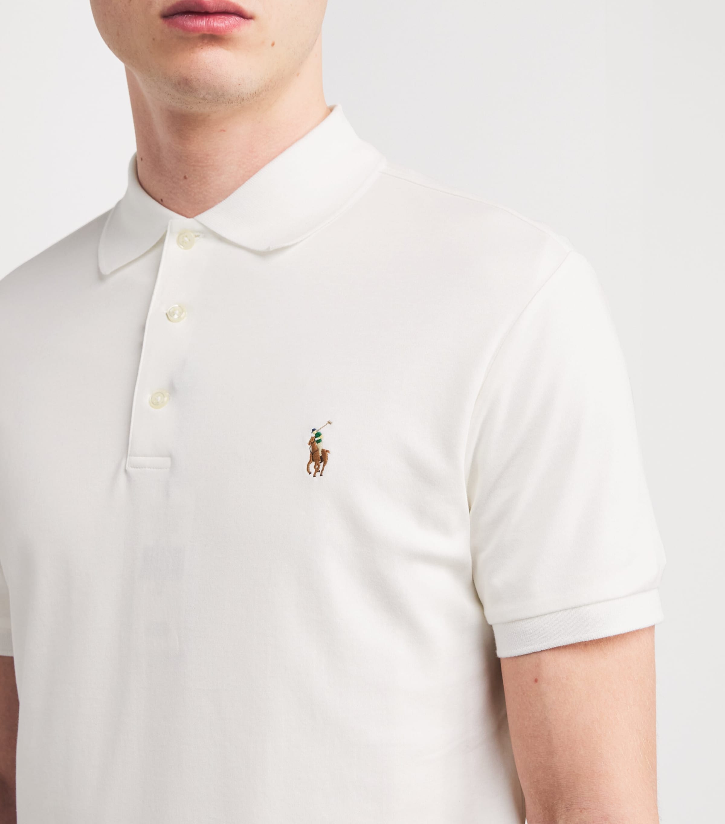 Cotton Custom-Fit Polo Shirt WHITE Image 6