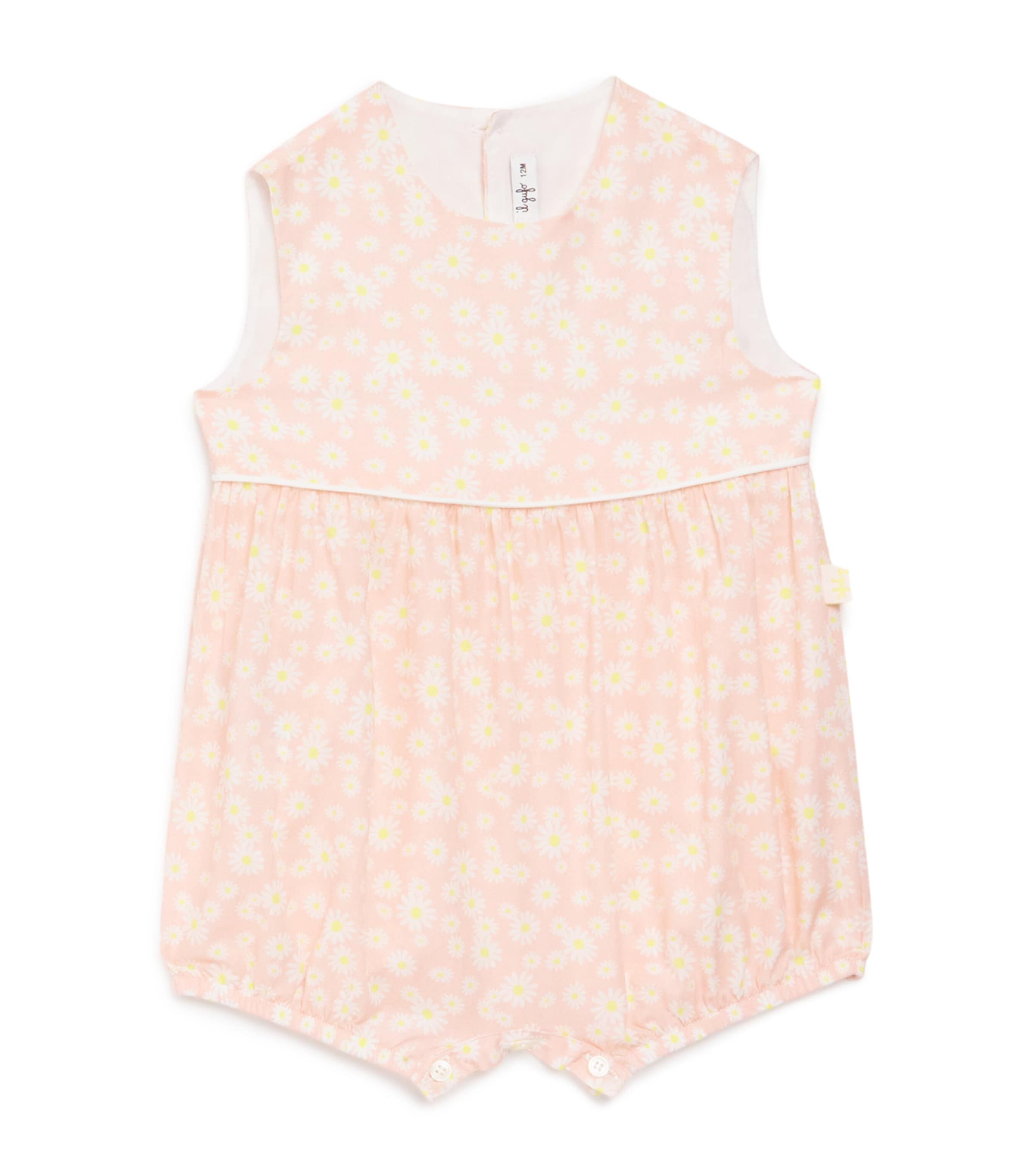 Il Gufo Cotton Floral Print Bodysuit In Pink