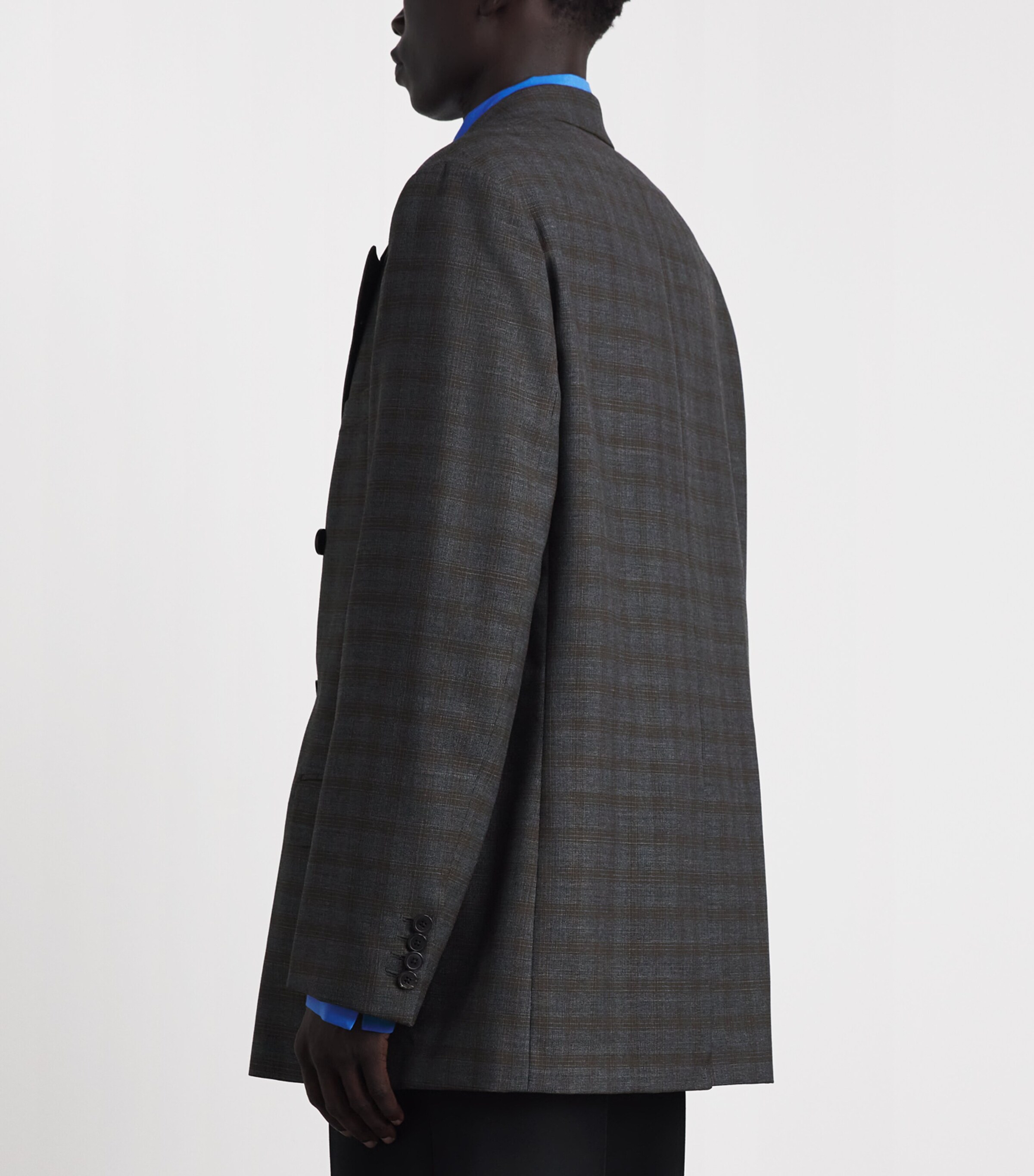 DRIES VAN NOTEN Mens Wool Check Double-Breasted Blazer Image 5