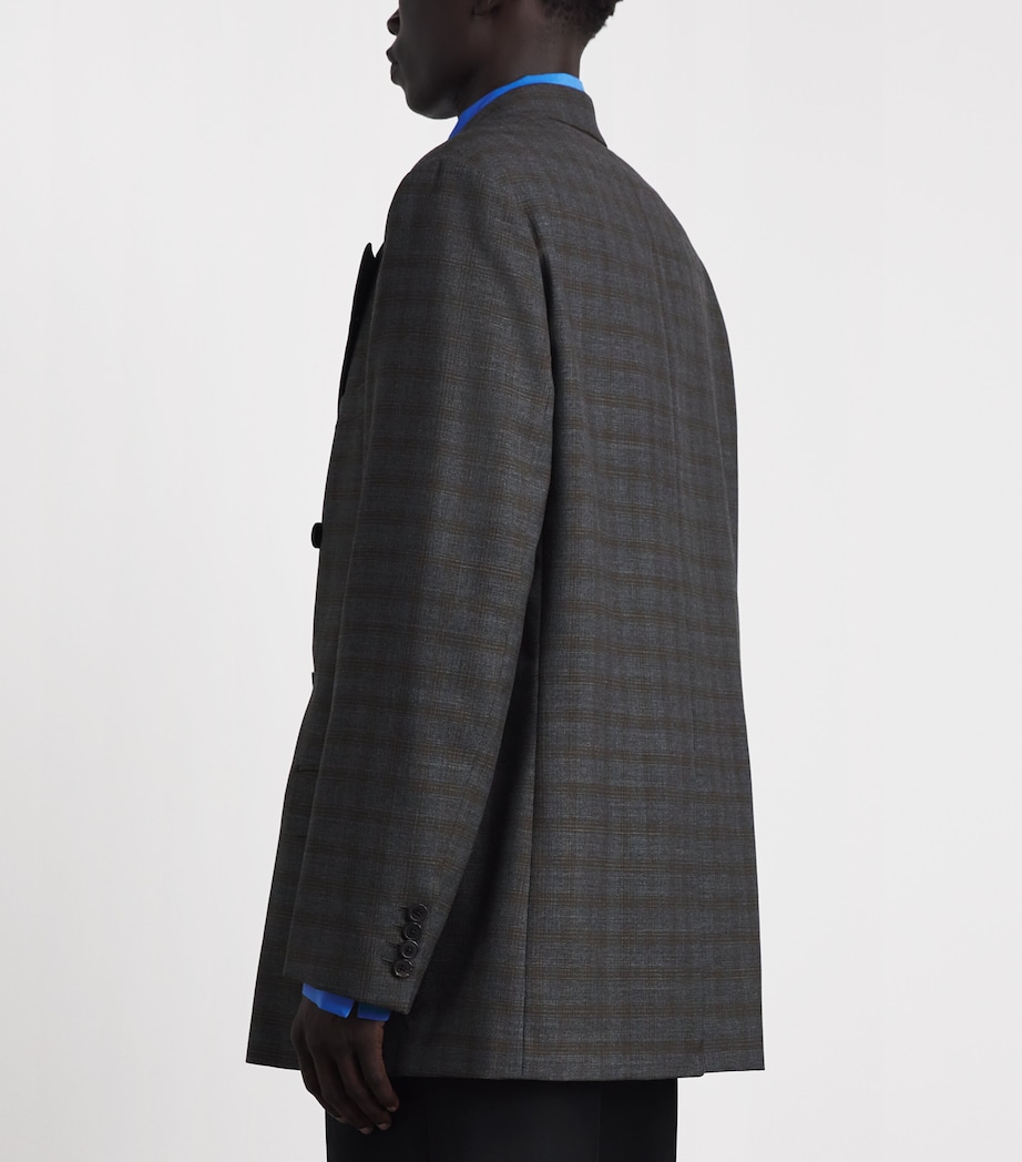 DRIES VAN NOTEN Mens Wool Check Double-Breasted Blazer Image 5
