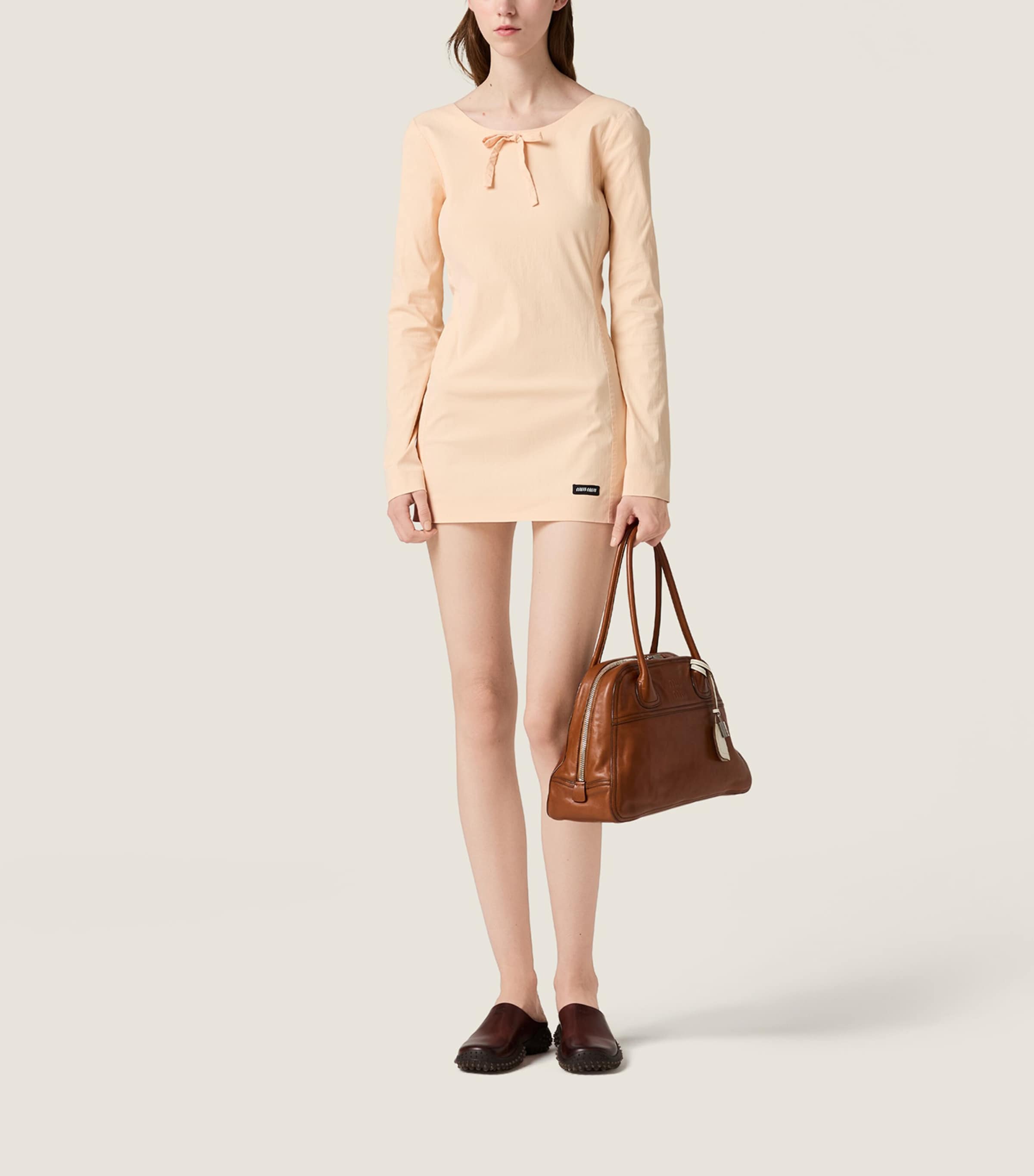 Miu Miu Womens Stretch-Poplin Mini Dress Light Blue Image 2