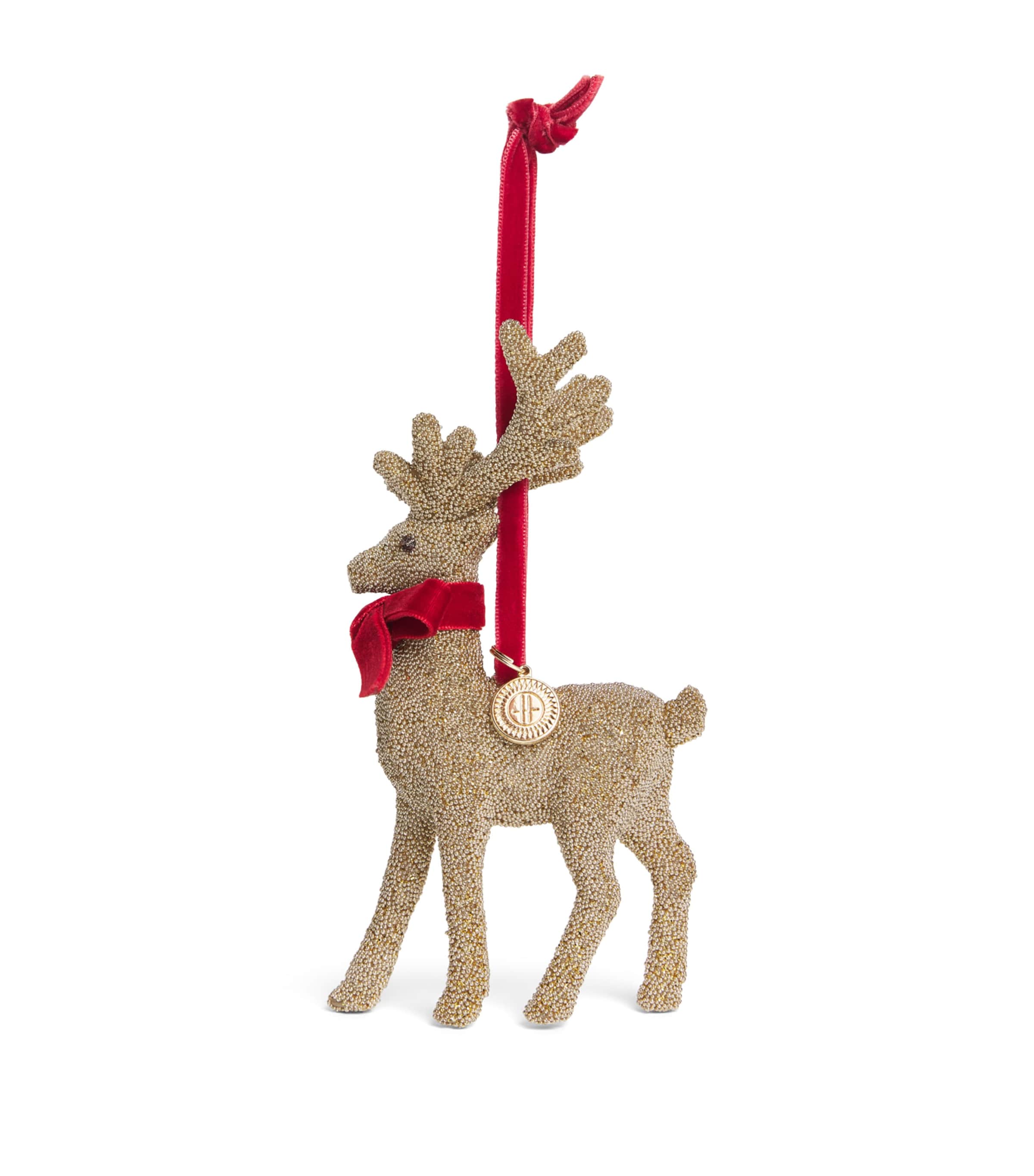 Harrods Microbead Reindeer Tree Decoration Gold Image 1