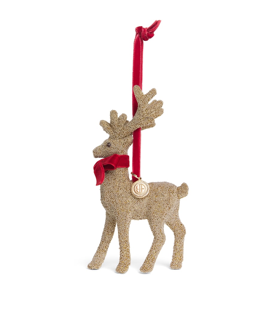 Harrods Microbead Reindeer Tree Decoration Gold Image 1