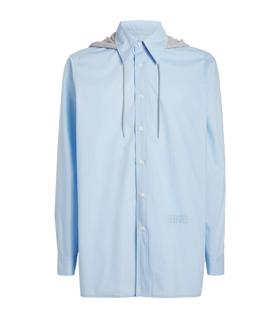 MM6 Maison Margiela Mens Cotton Hood-Detail Shirt Blue Image 1