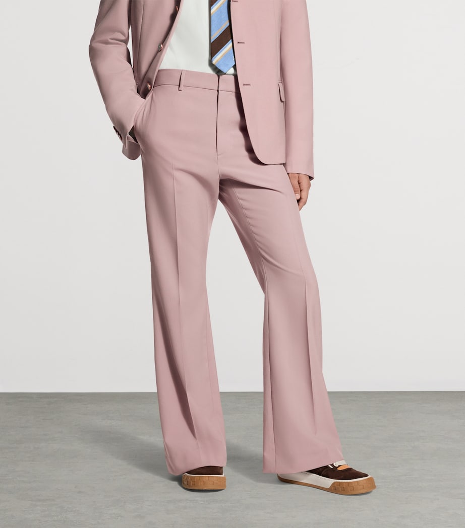 LOUIS VUITTON Mens Wool Bootleg Flared Trousers Dusty Pink Image 3