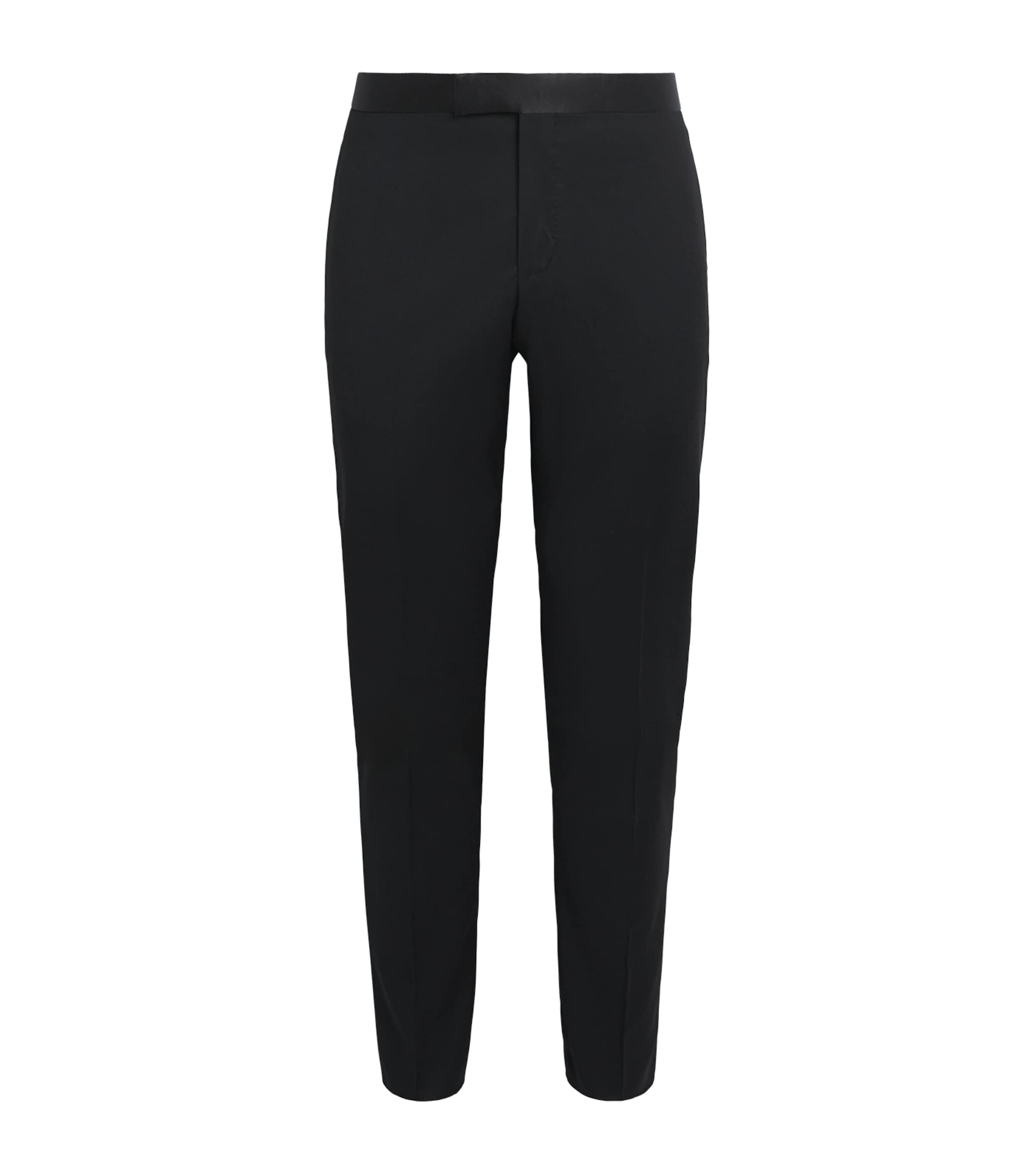 Pal Zileri Mens Wool-Blend Satin-Trim Trousers Black Image 1