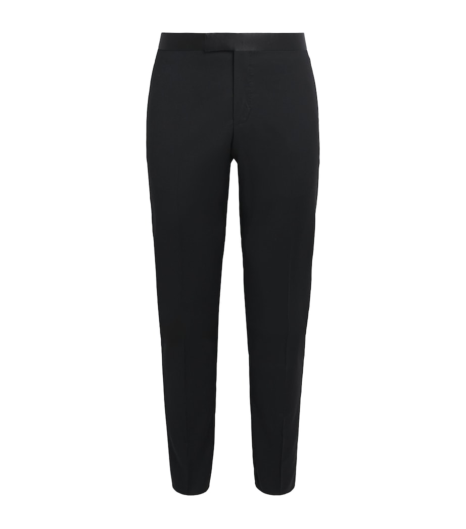 Pal Zileri Mens Wool-Blend Satin-Trim Trousers Black Image 1