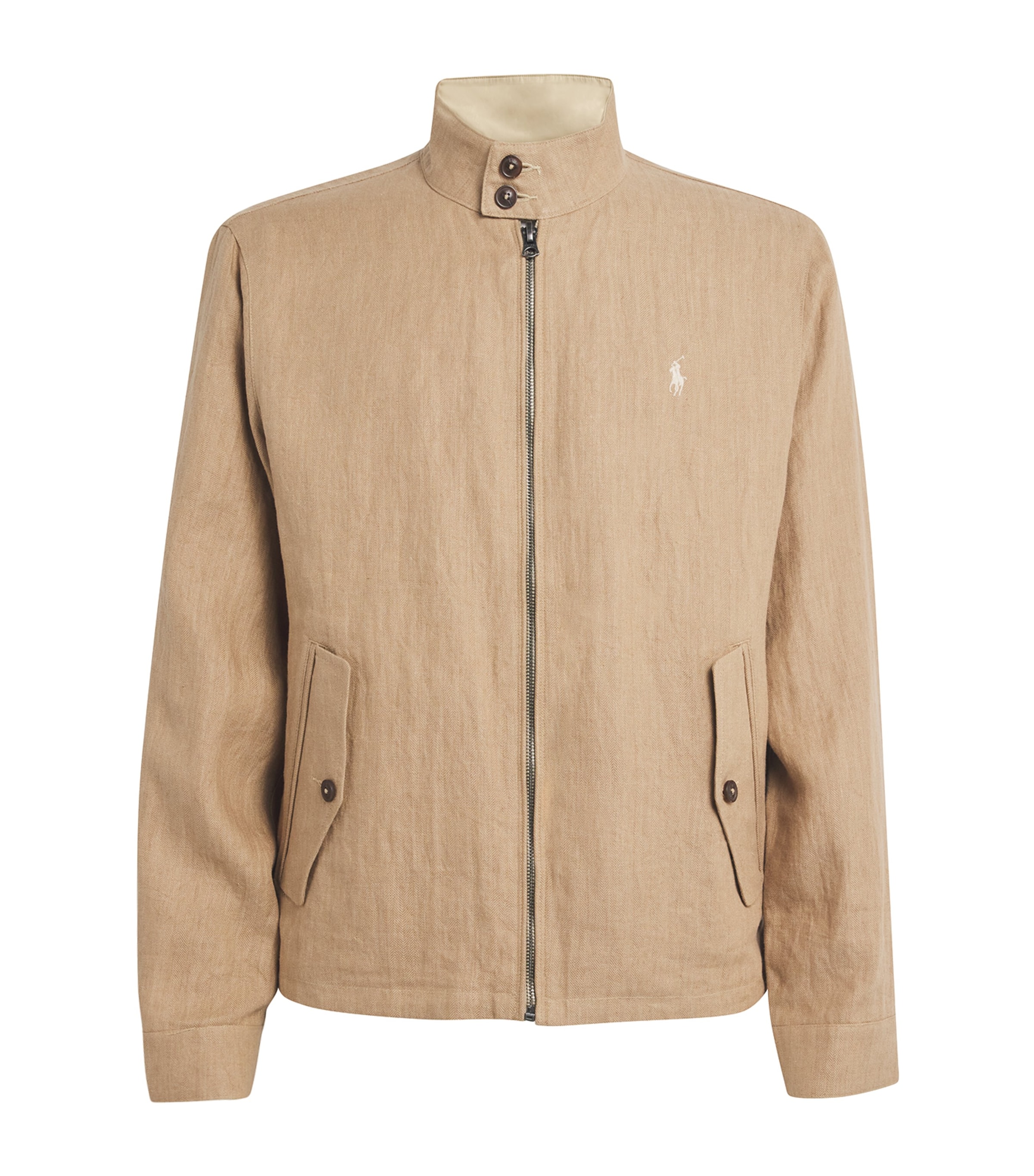 Shop Polo Ralph Lauren Linen Reversible Bedford Bomber Jacket In Neutral