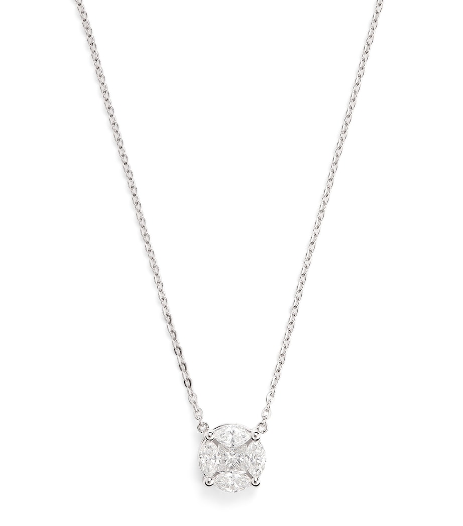 White Gold and Diamond Round Illusion Necklace (0.90ct) WHITE GOLD Image 1