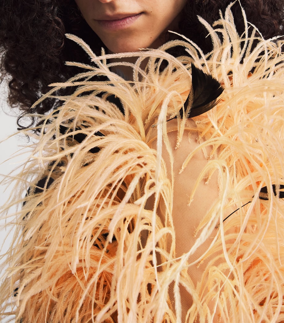 LAPOINTE Womens Embellished Feather Overcoat Honey Image 3