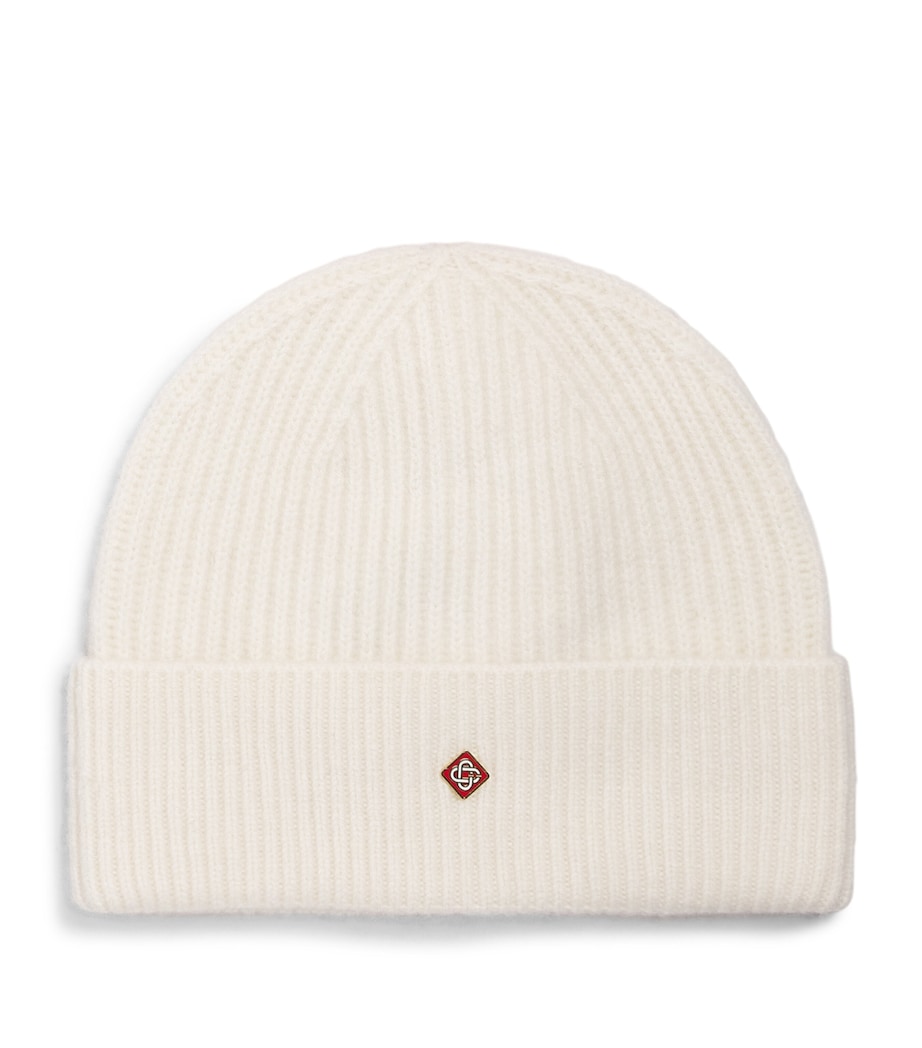 Wool Ribbed Beanie WHITE Image 1