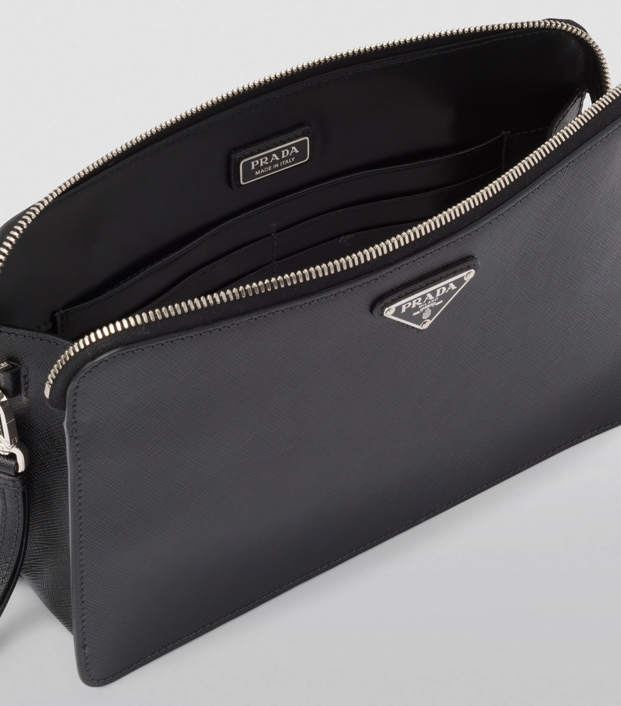 Prada Black Saffiano Leather Pouch | Harrods UK