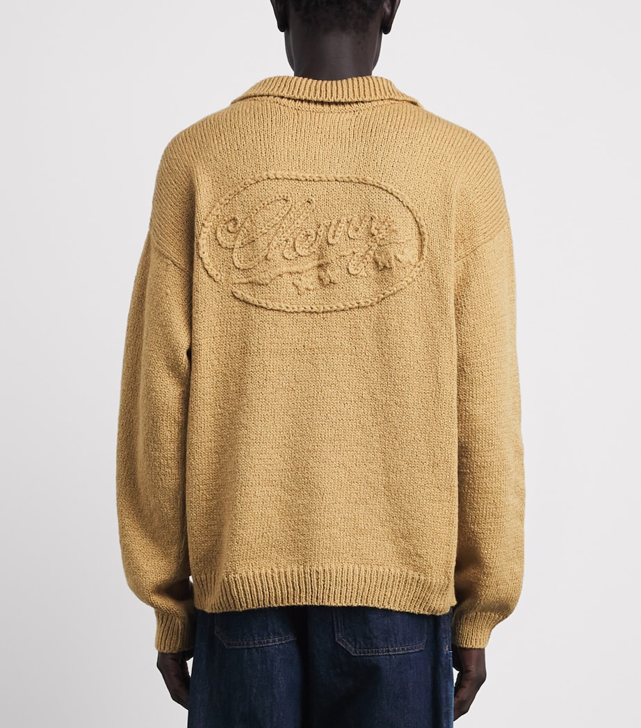 Cherry Los Angeles Mens Cotton Five Star Henley Sweater Desert Tan Image 5