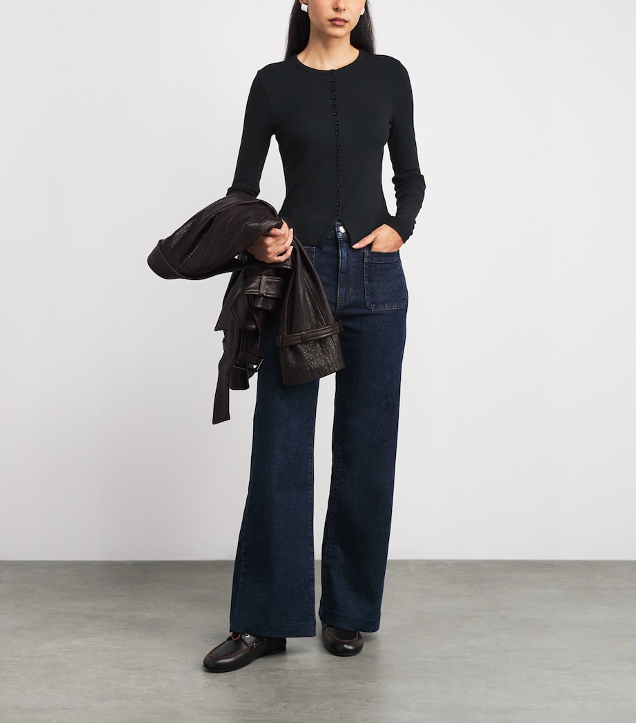 Rib Splay Cardigan BLACK Image 2