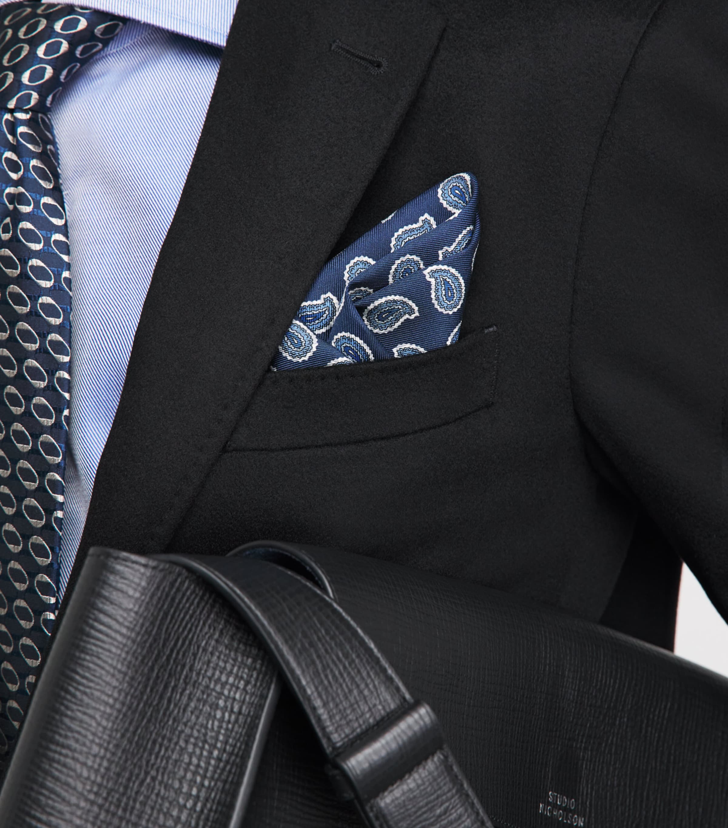 Isaia Paisley Print Pocket Square Image 2