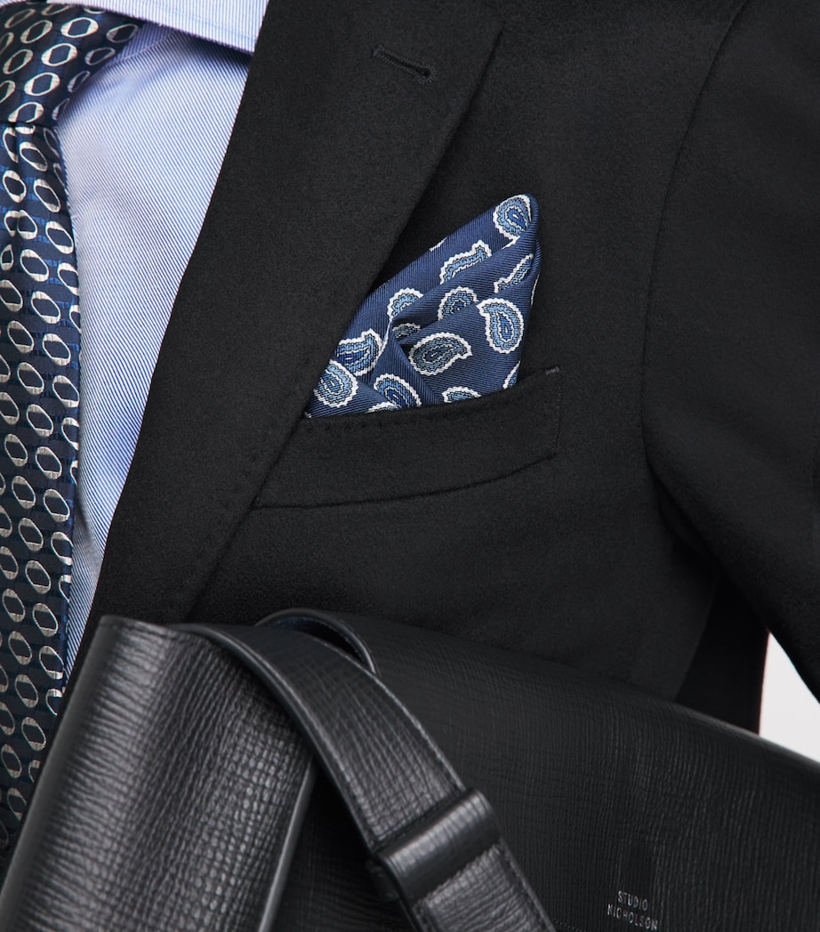 Isaia Paisley Print Pocket Square Image 2