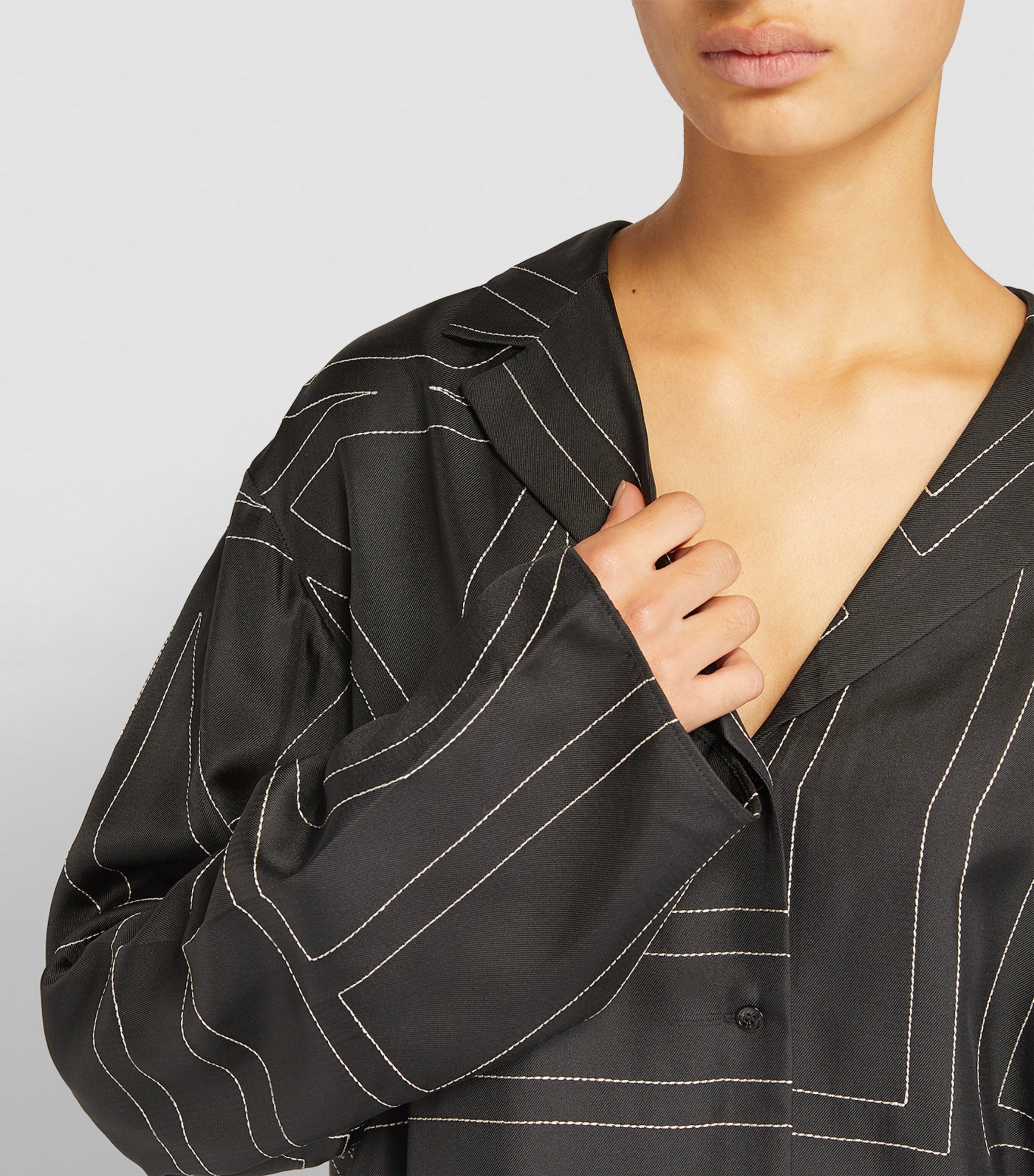 Silk Embroidered Monogram Shirt BLACK MONOGRAM 925 Image 7