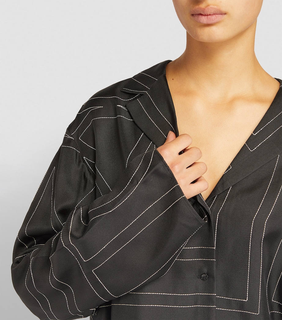 Silk Embroidered Monogram Shirt BLACK MONOGRAM 925 Image 7