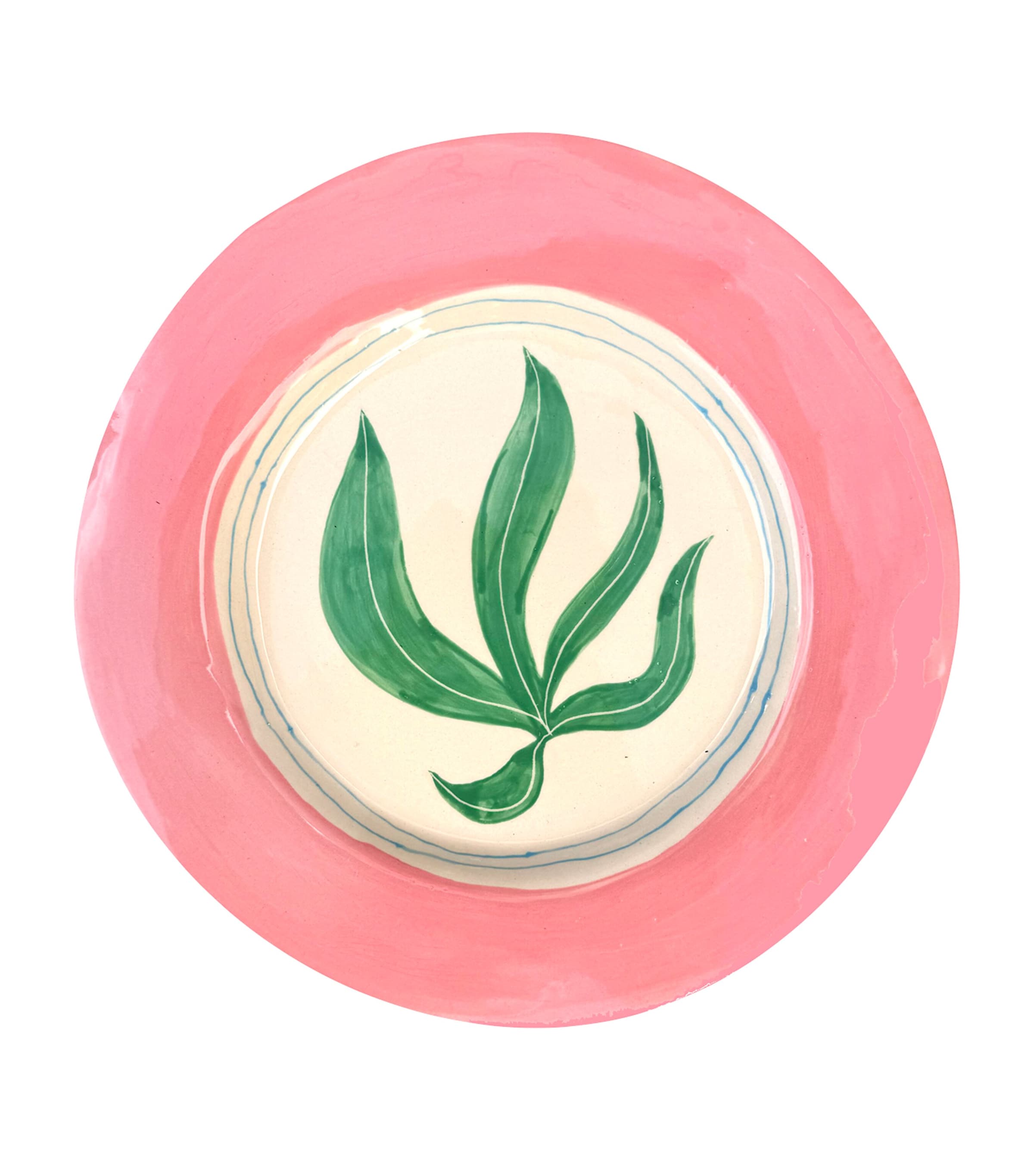 Seaweed Dinner Plate (26cm) GREEN AND PINK Image 1