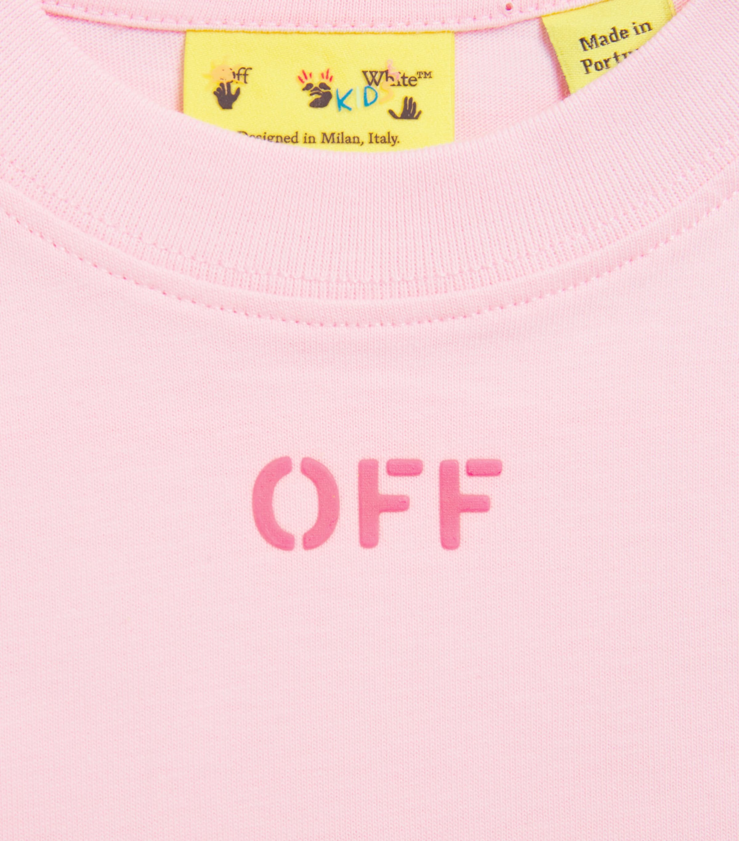 Off-White Kids Diagonal Pattern T-Shirt (4-12+ Years) Ballet Slipper Image 3