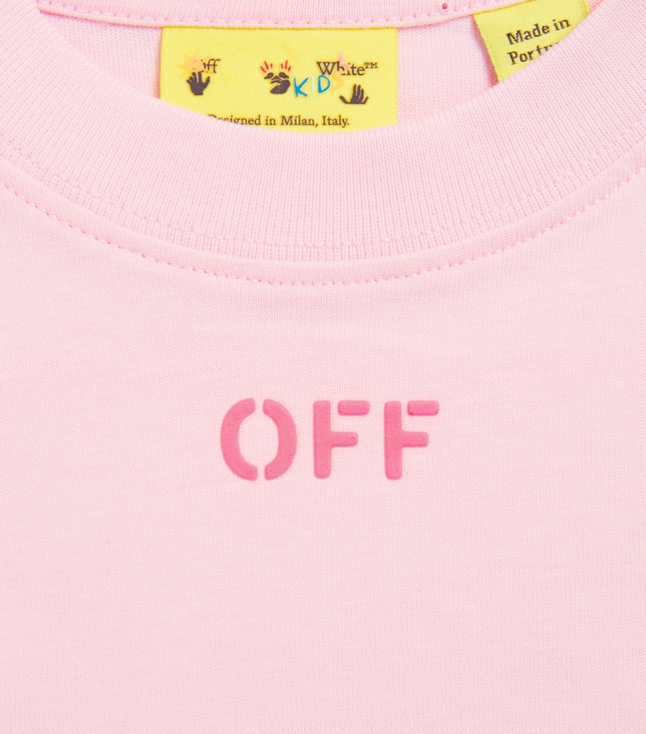 Off-White Kids Diagonal Pattern T-Shirt (4-12+ Years) Ballet Slipper Image 3