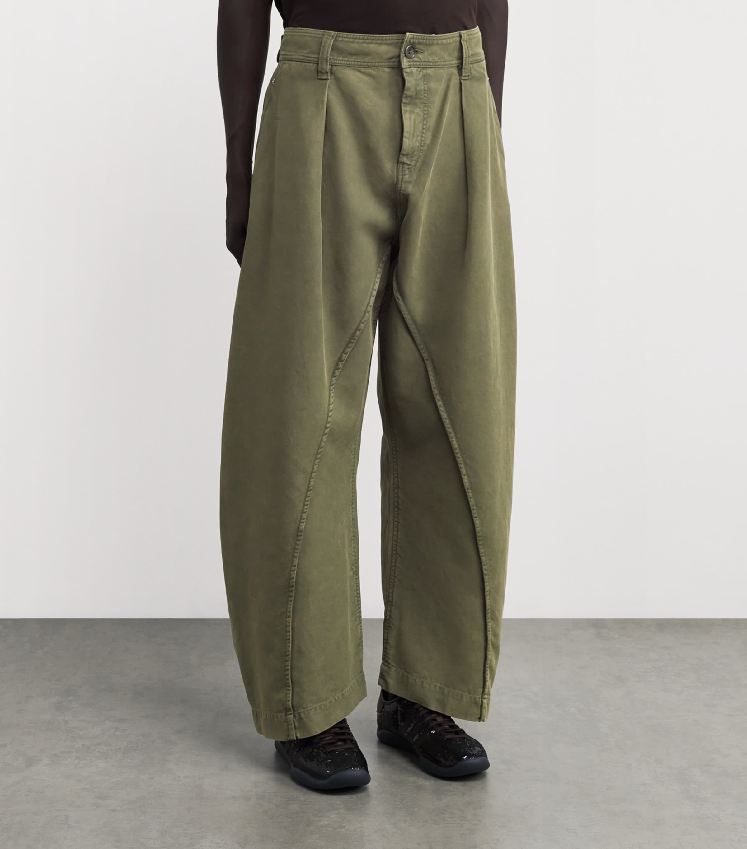 JW Anderson Green Cotton Twisted Seam Trousers | Harrods US